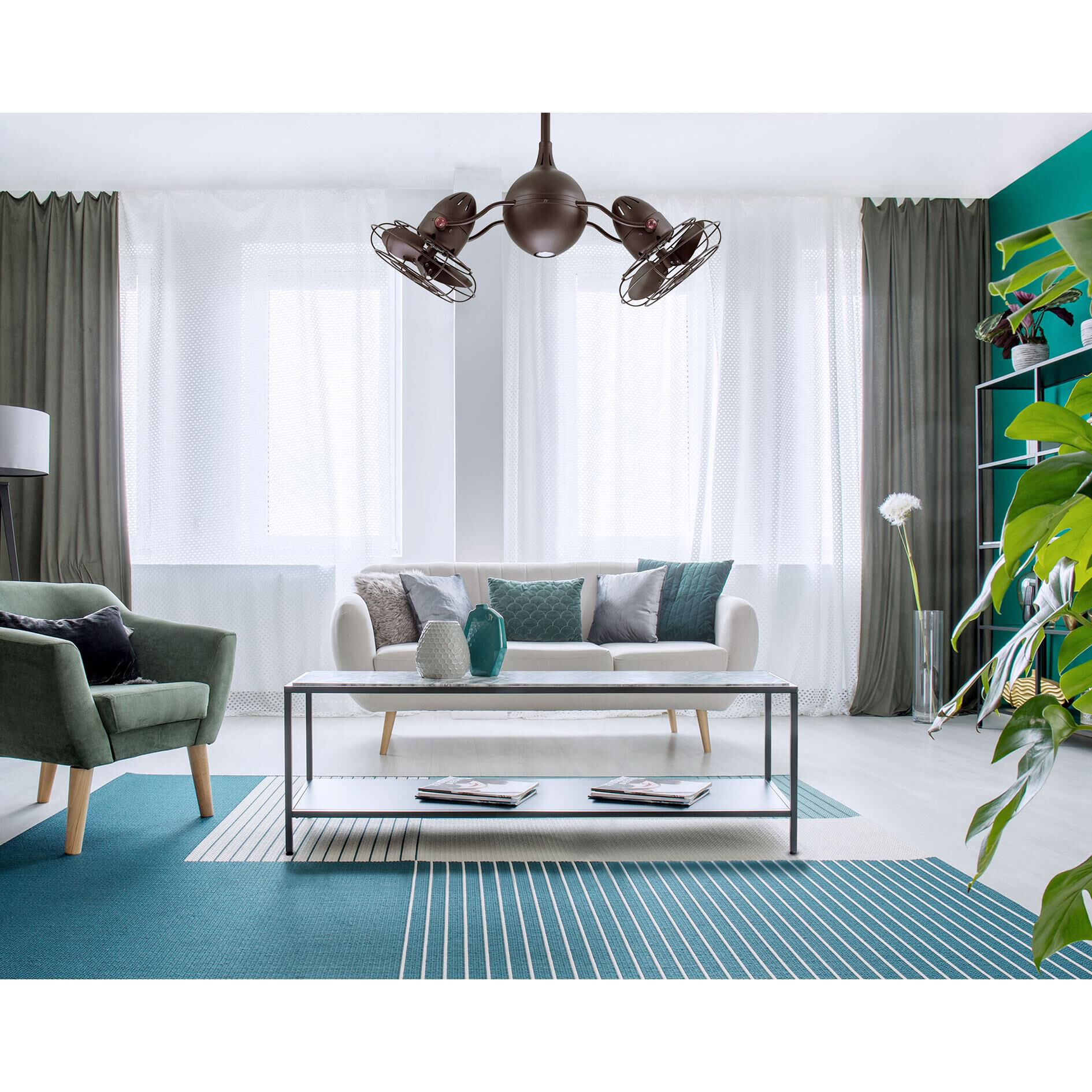 Acqua 13 Inch Multi Head Ceiling Fan with Light Kit by Matthews Fan Company