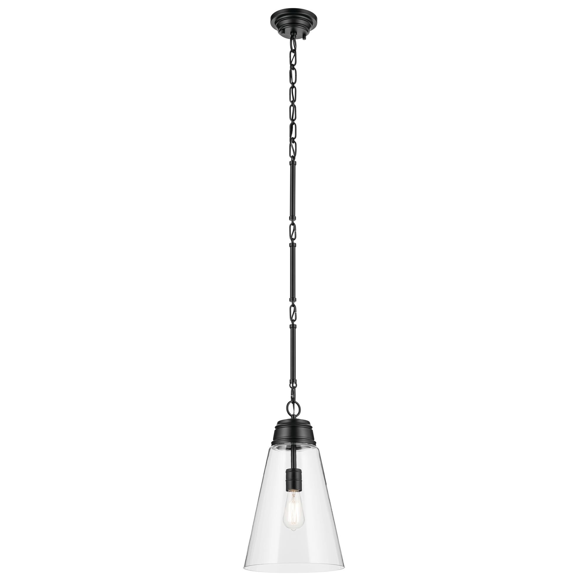 Shown in Black finish and Clear glass