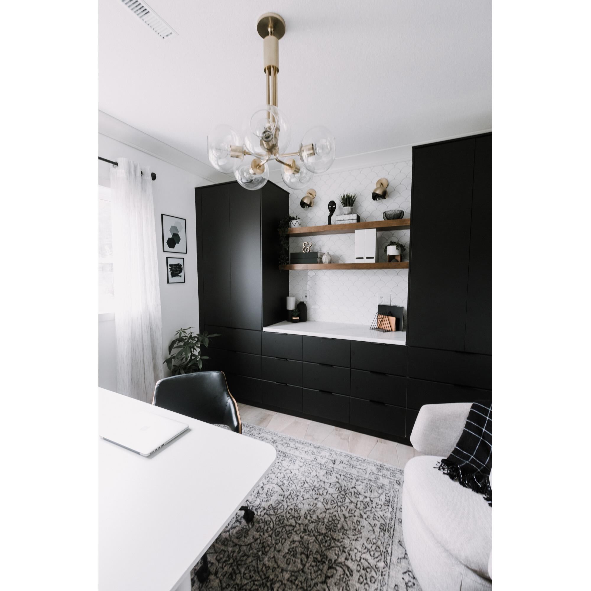 Shown in Aged Brass finish and Black accent