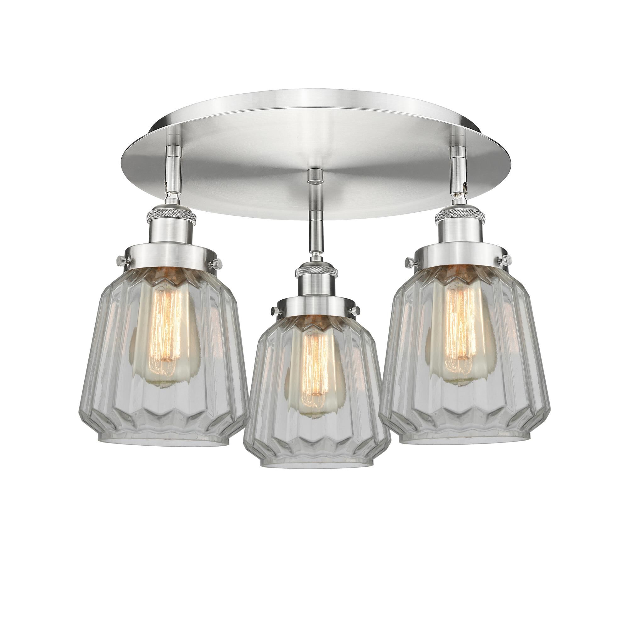 Shown in Satin Nickel finish and Clear glass