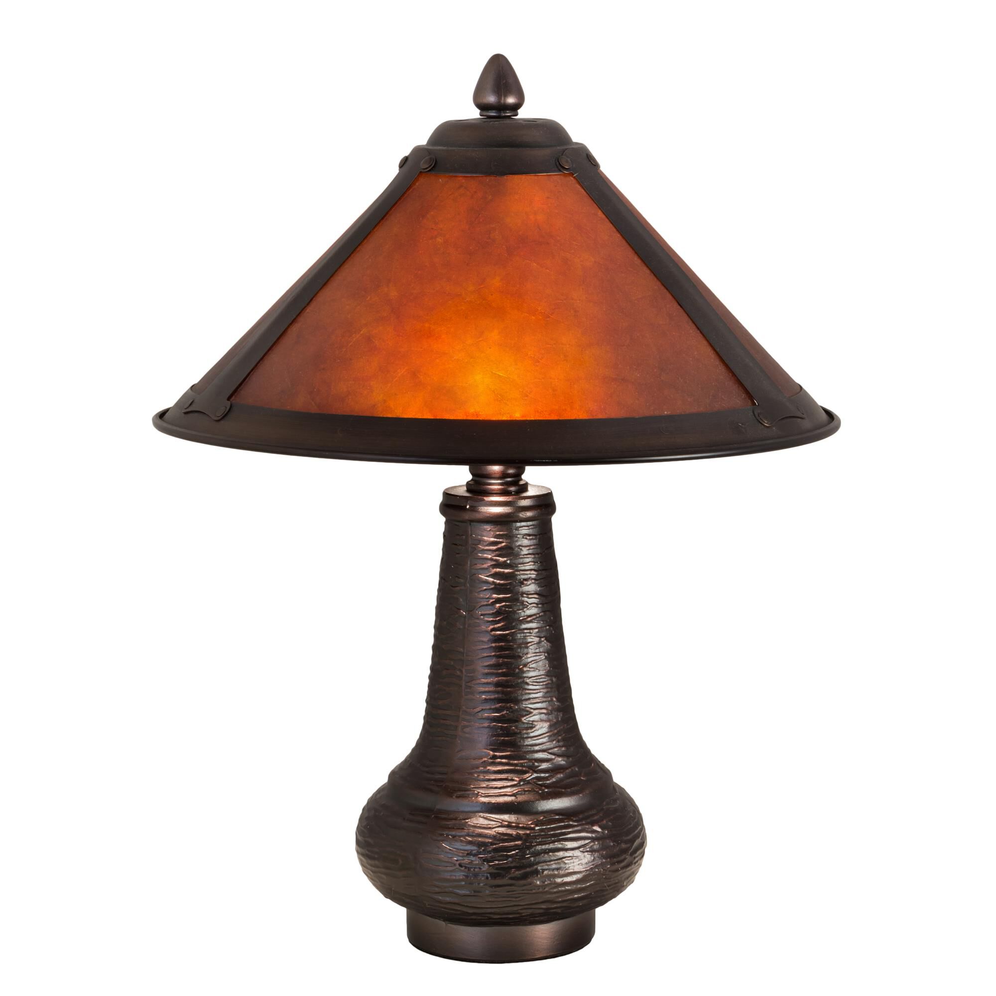 Shown in Mahogany Bronze finish and Amber glass