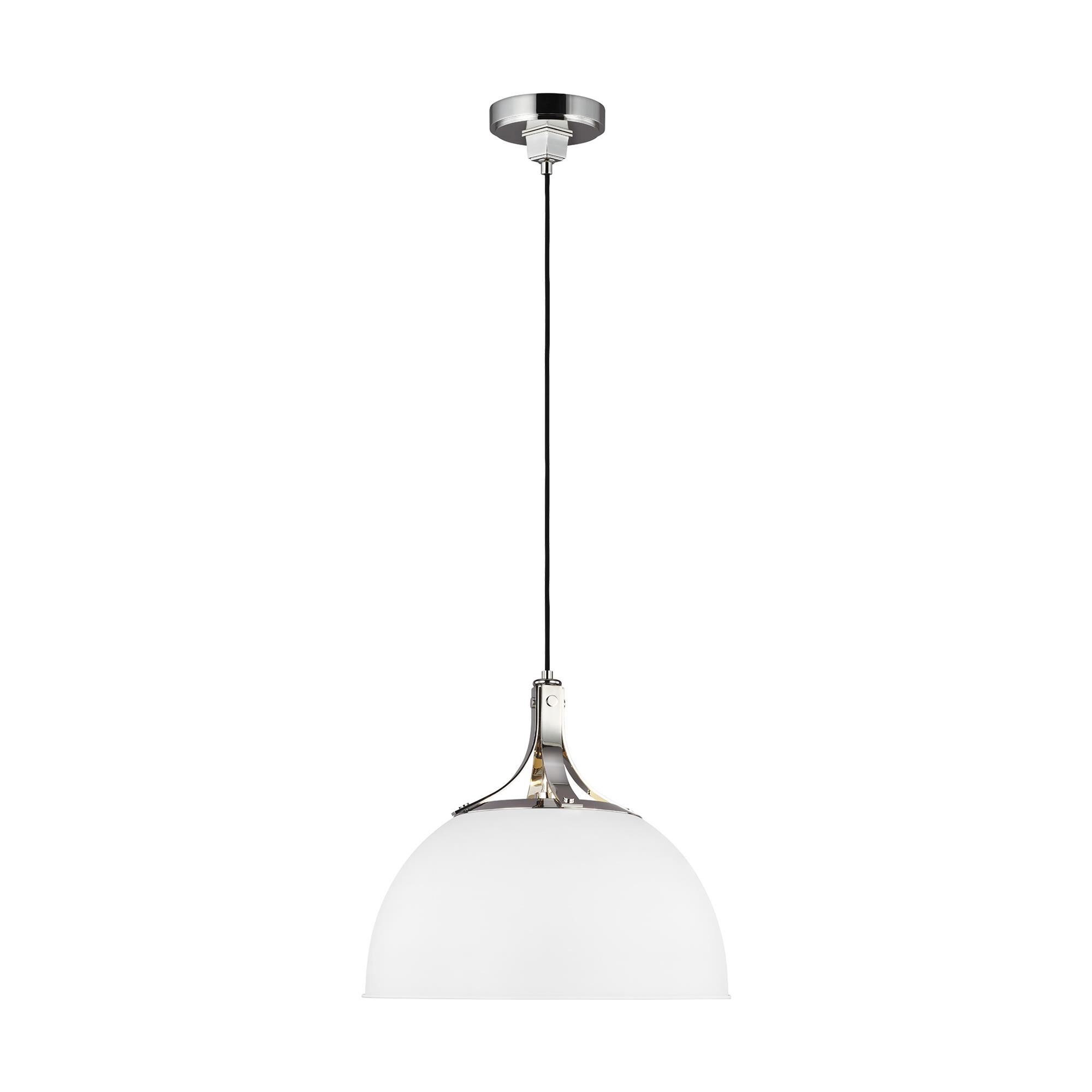 Shown in Polished Nickel finish and Matte White steel shade