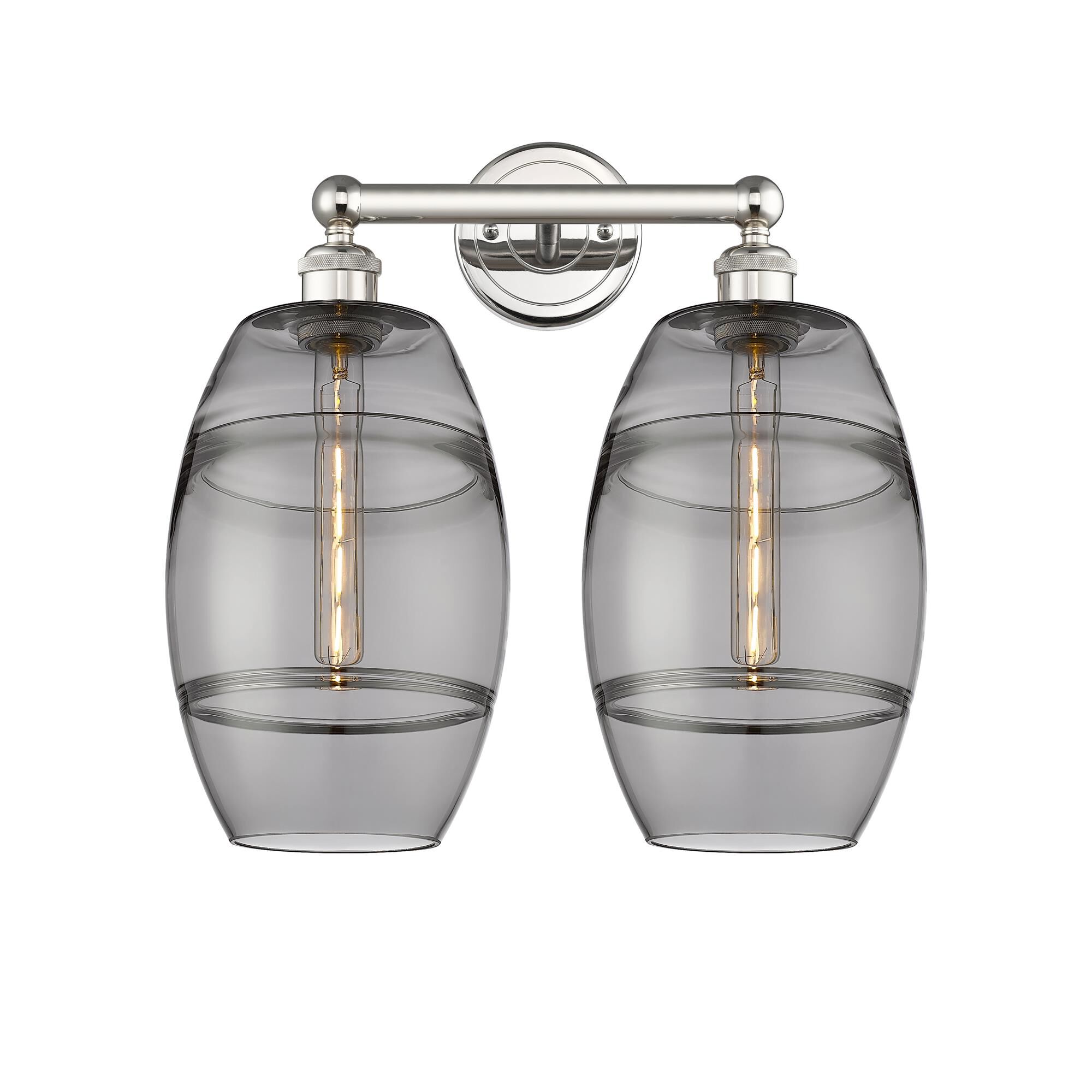 Shown in Polished Nickel finish and Light Smoke glass