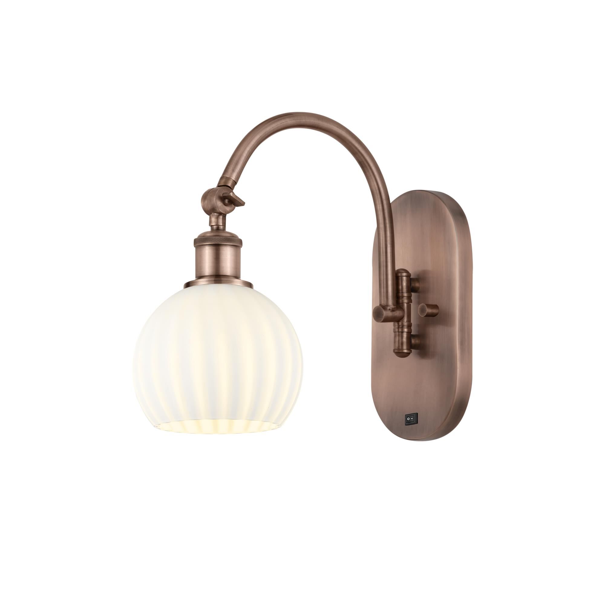 Shown in Antique Copper finish and White Venetian glass