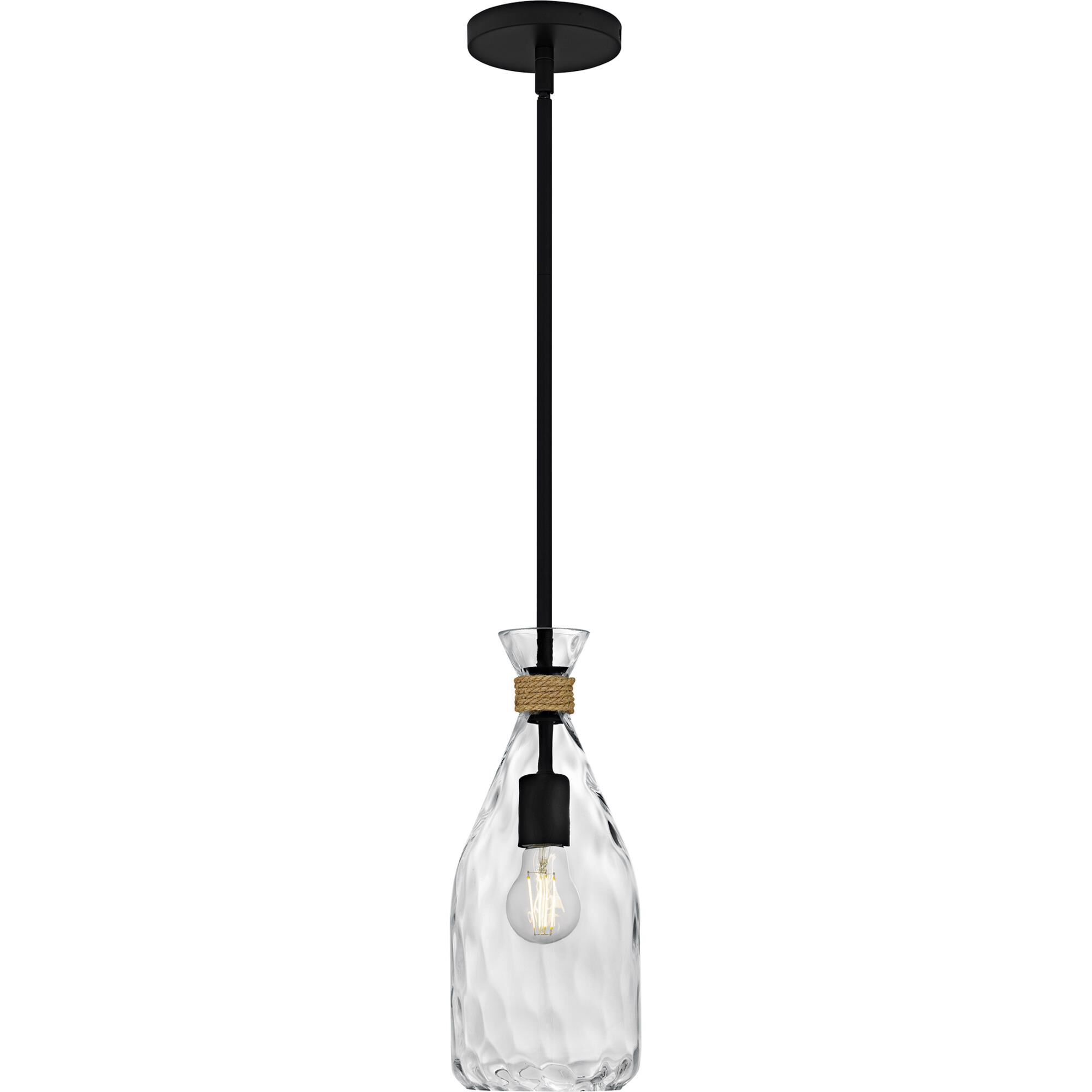 Shown in Matte Black finish and Clear Water Glass shade