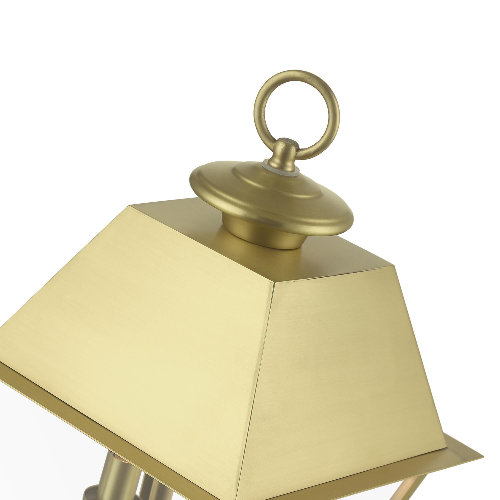 Shown in Natural Brass finish and Clear glass