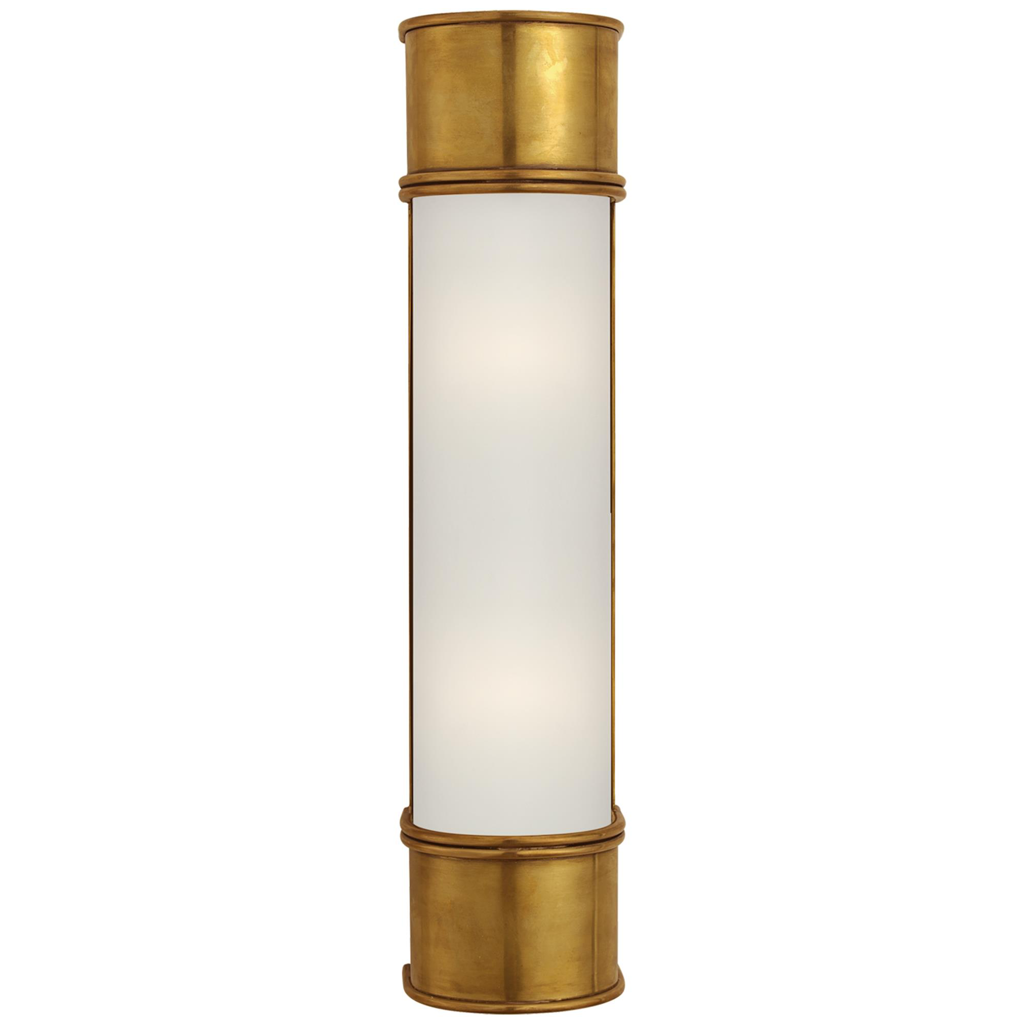 Shown in Antique-Burnished Brass finish and Frosted glass