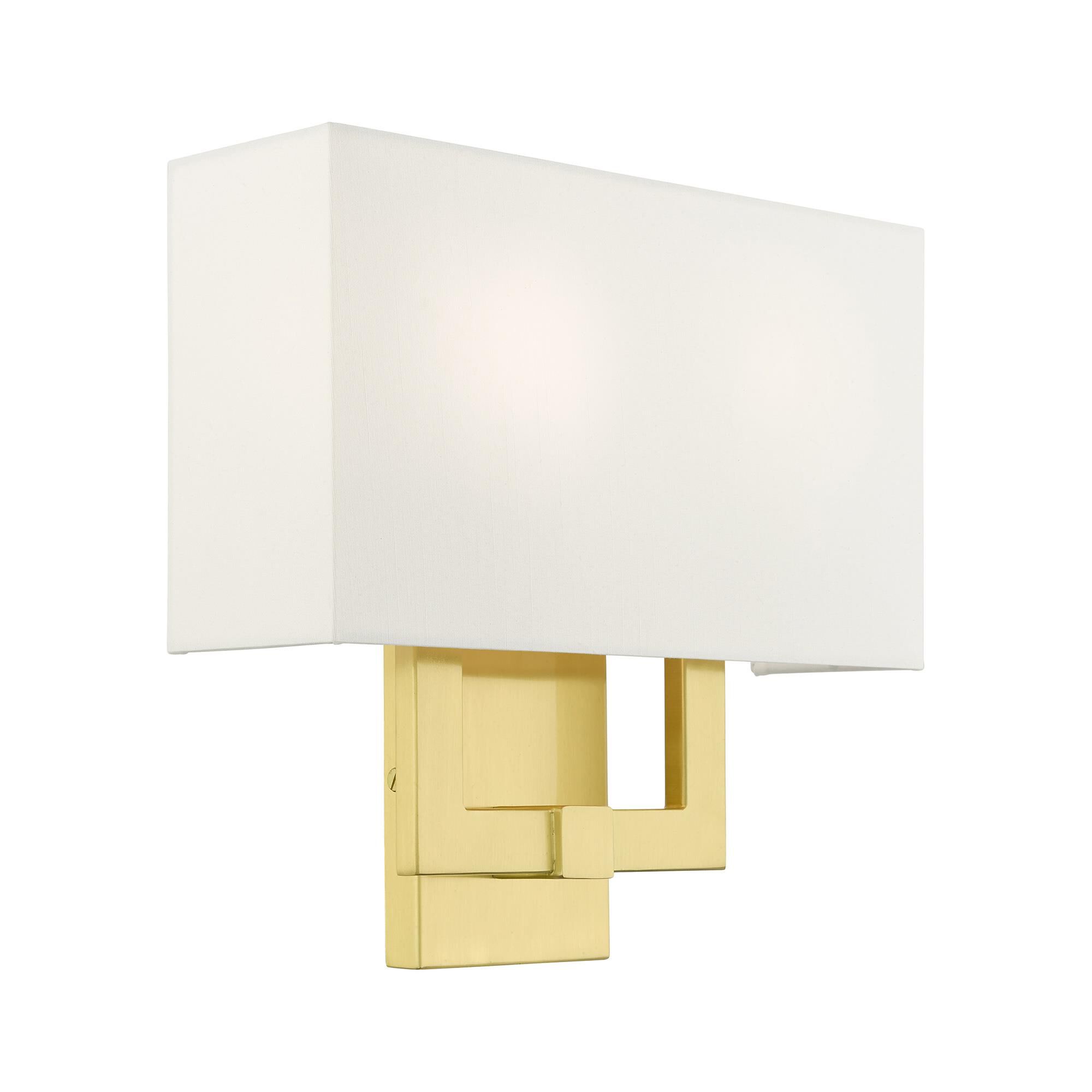 Shown in Satin Brass finish and Hand Crafted Hardback  Completely Finished With Off-White Color Fabric Outside and Inside shade