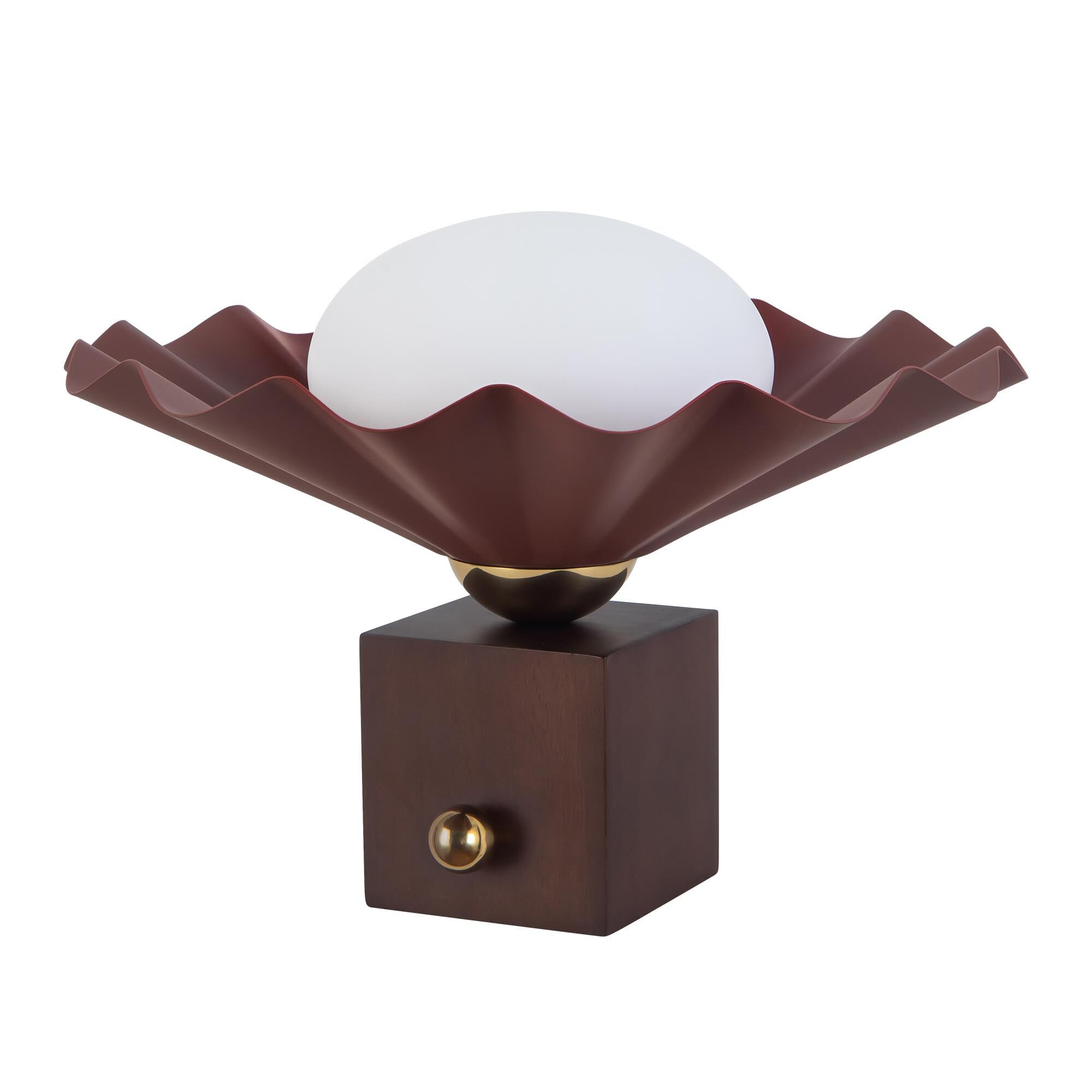 Shown in Burgundy finish and Matte Opal glass