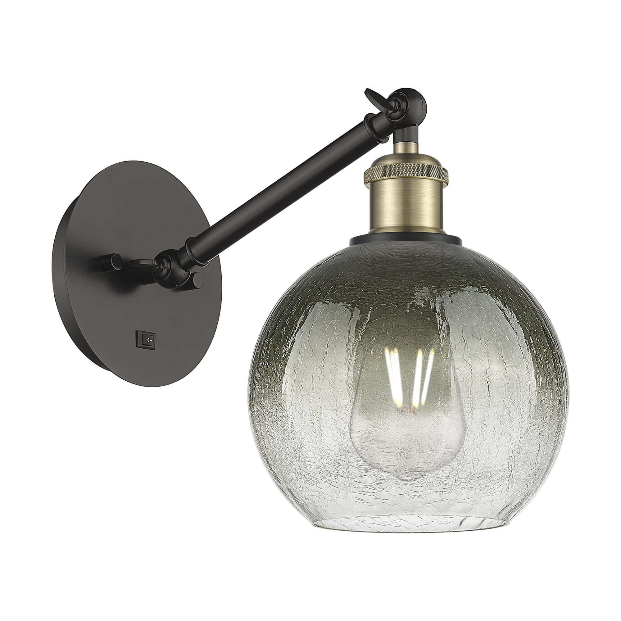 Shown in Black Antique Brass finish and Slate glass