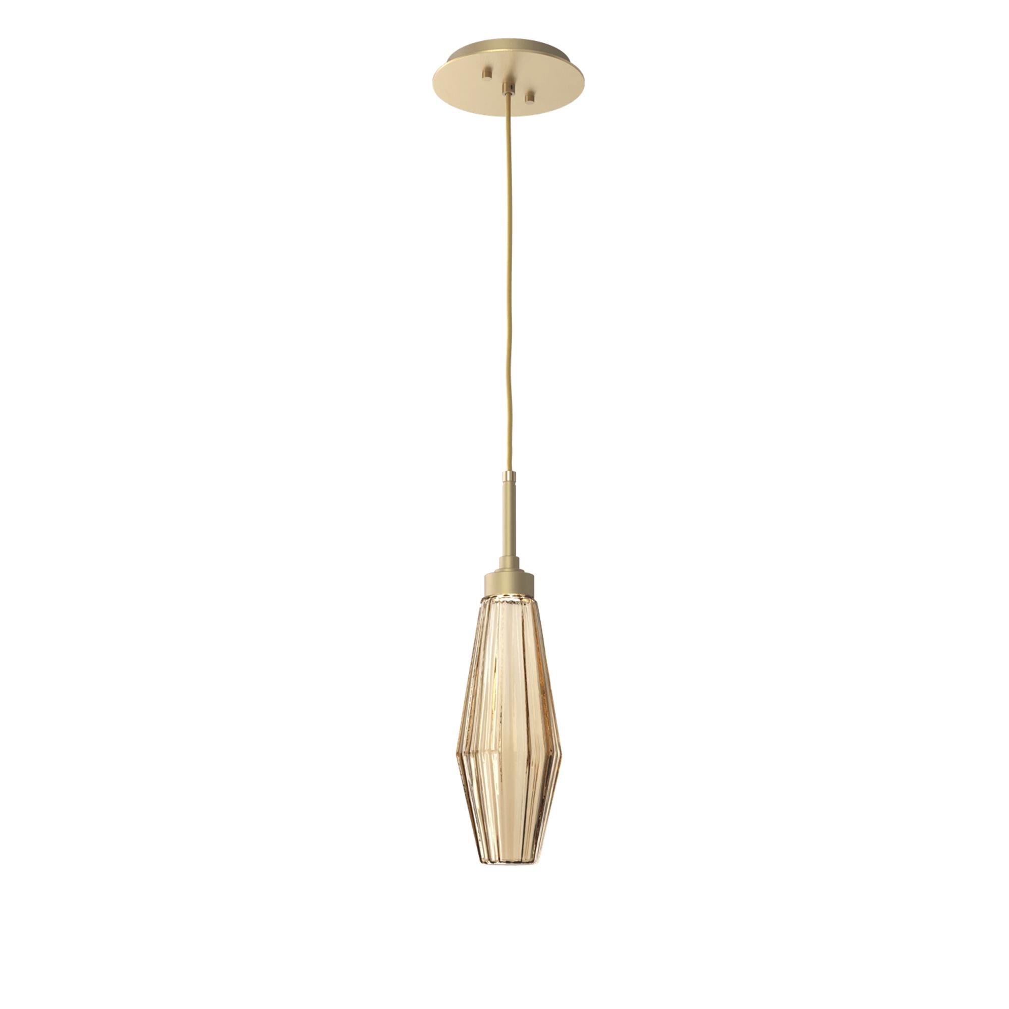 Shown in Gilded Brass finish and Optic Rib Bronze glass
