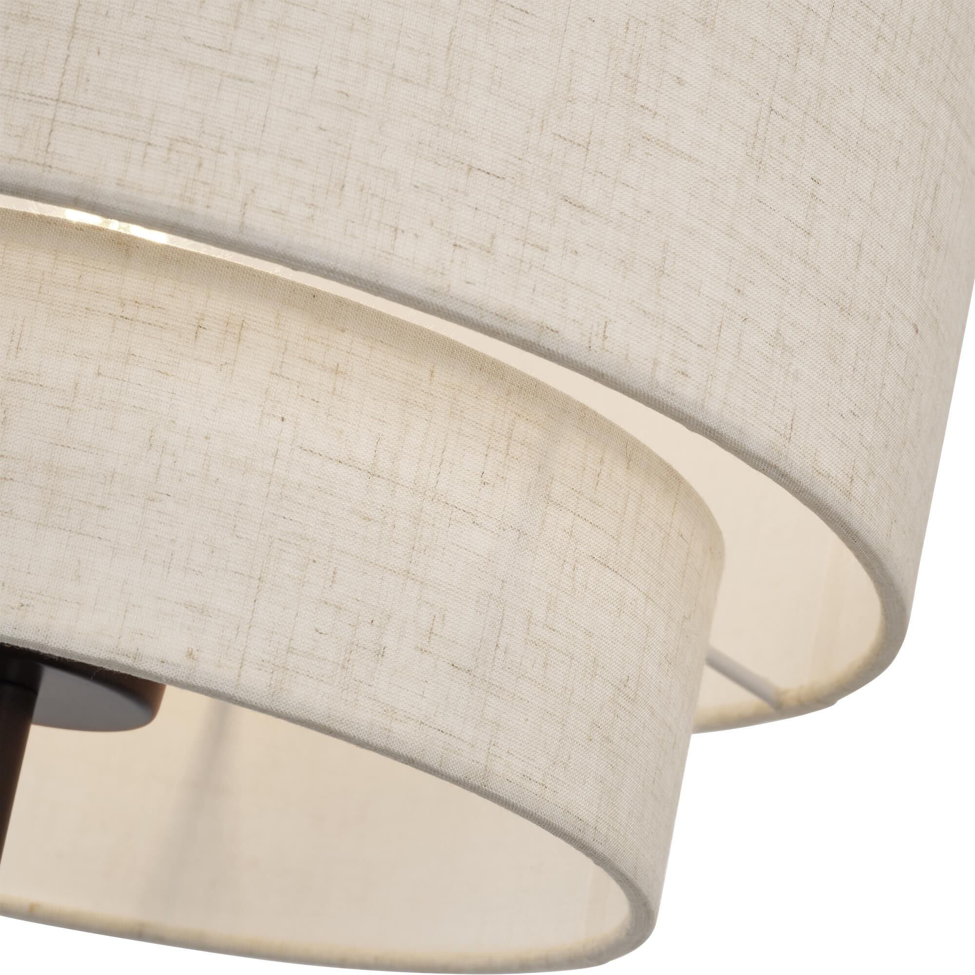 Shown in English Bronze finish and Hand Crafted Oatmeal Color Fabric with White Color Inside shade