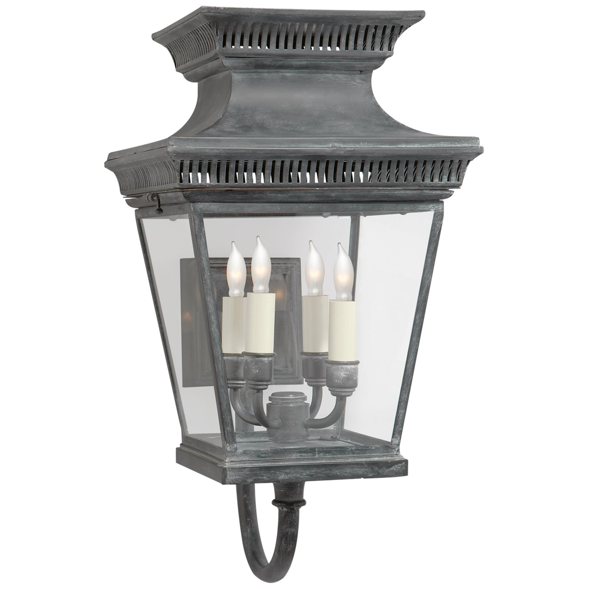 Shown in Weathered Zinc finish and Clear glass