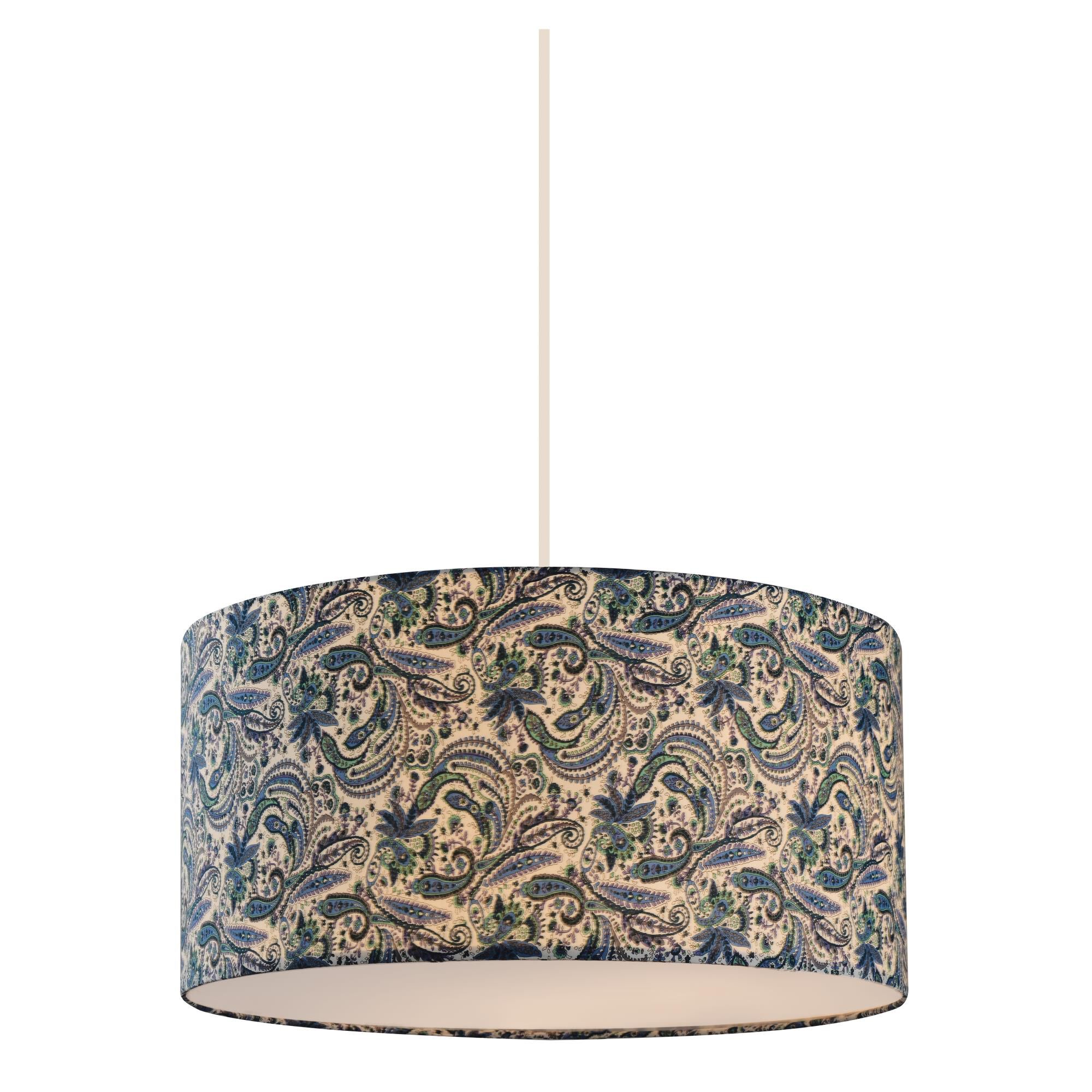 Shown in Gloss White finish and Fabric glass and Fabric shade