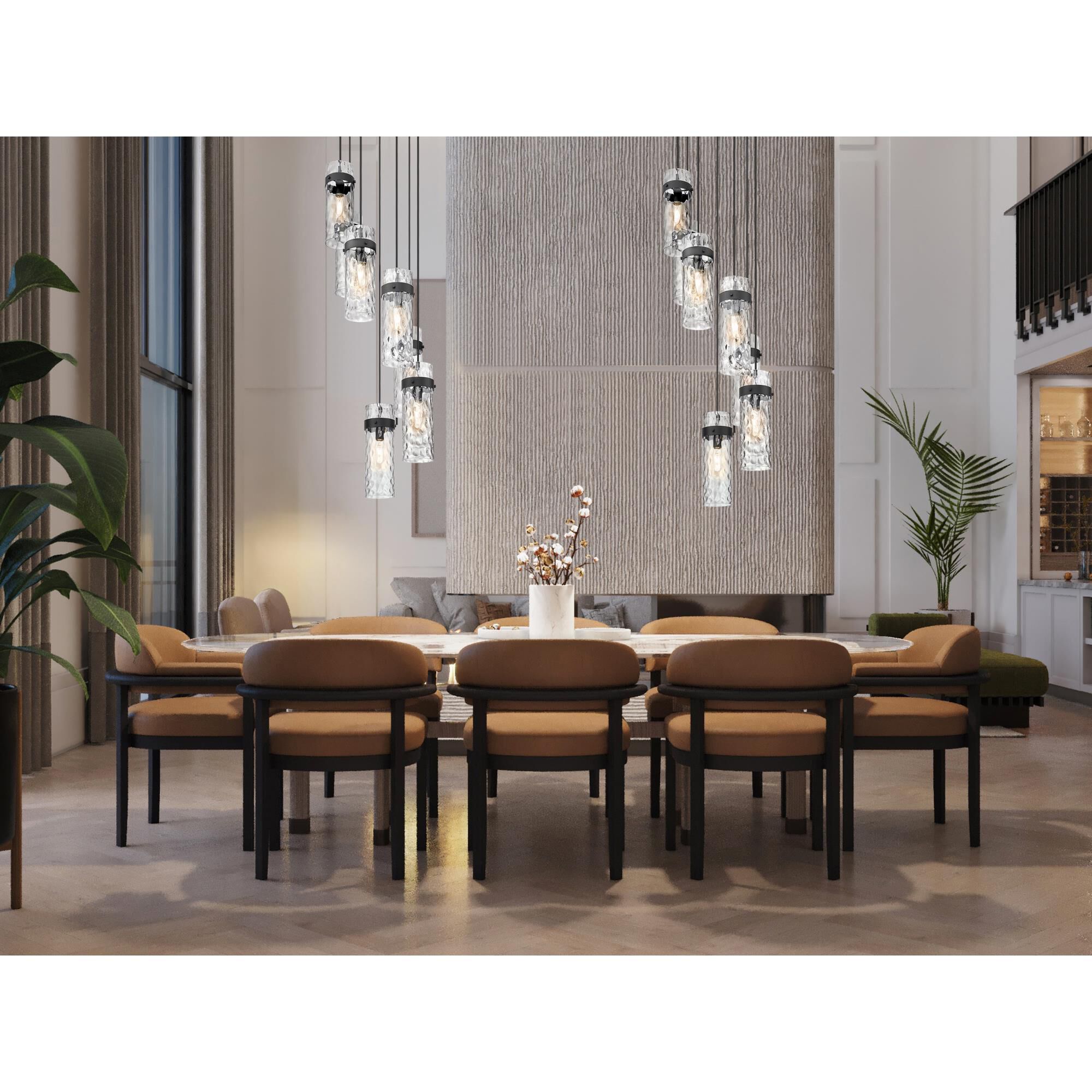 Shown in Matte Black finish and Clear Water glass and Clear Water shade