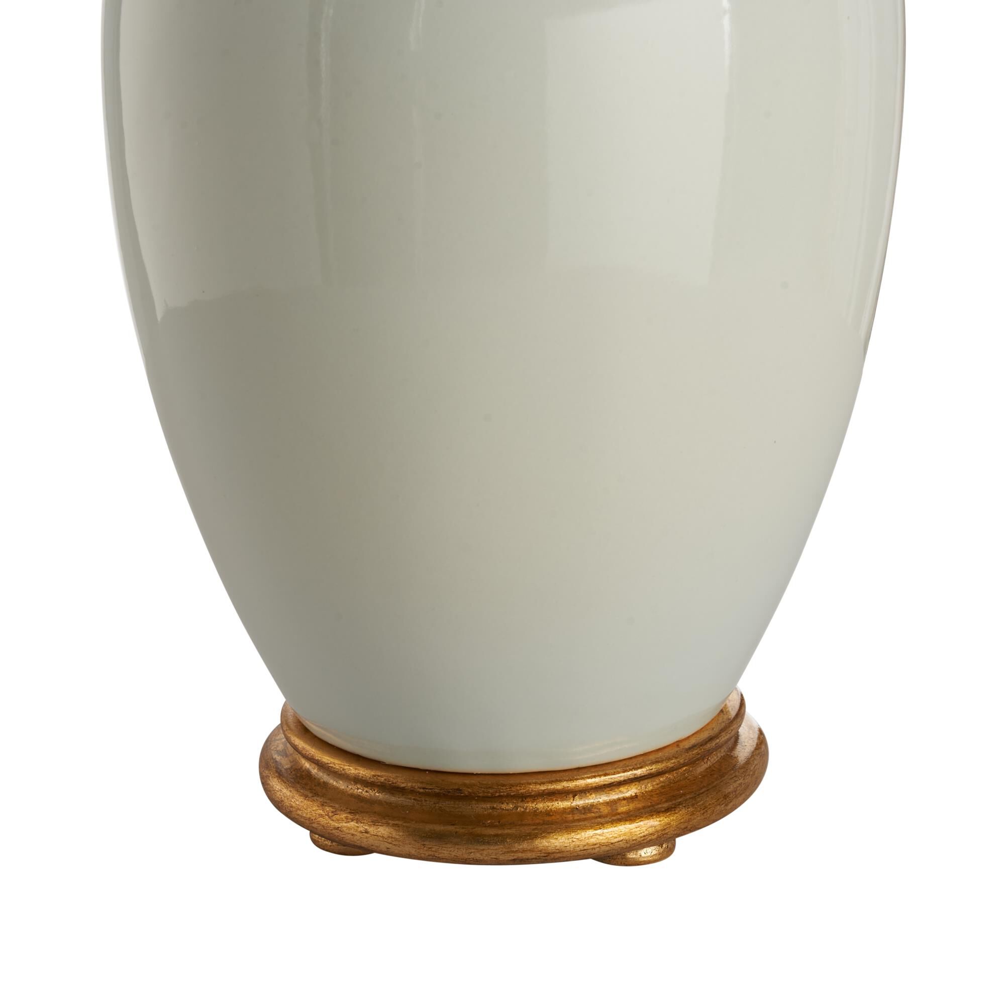 Shown in White, Cream and Gold finish and Linen shade