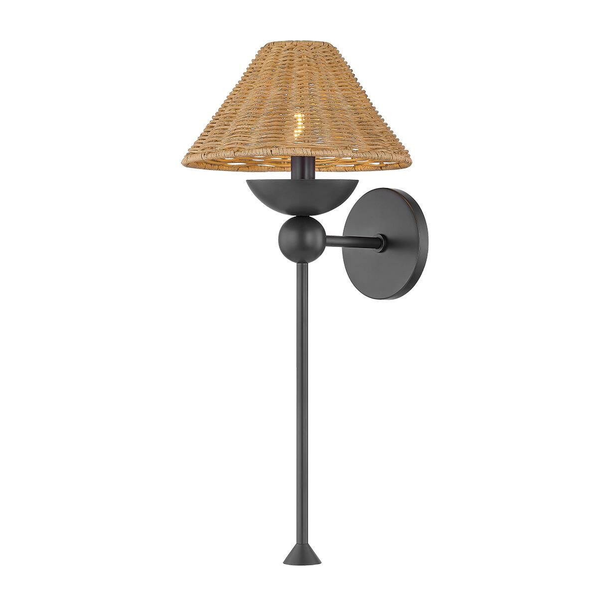 Shown in Old Bronze finish and Natural Woven shade