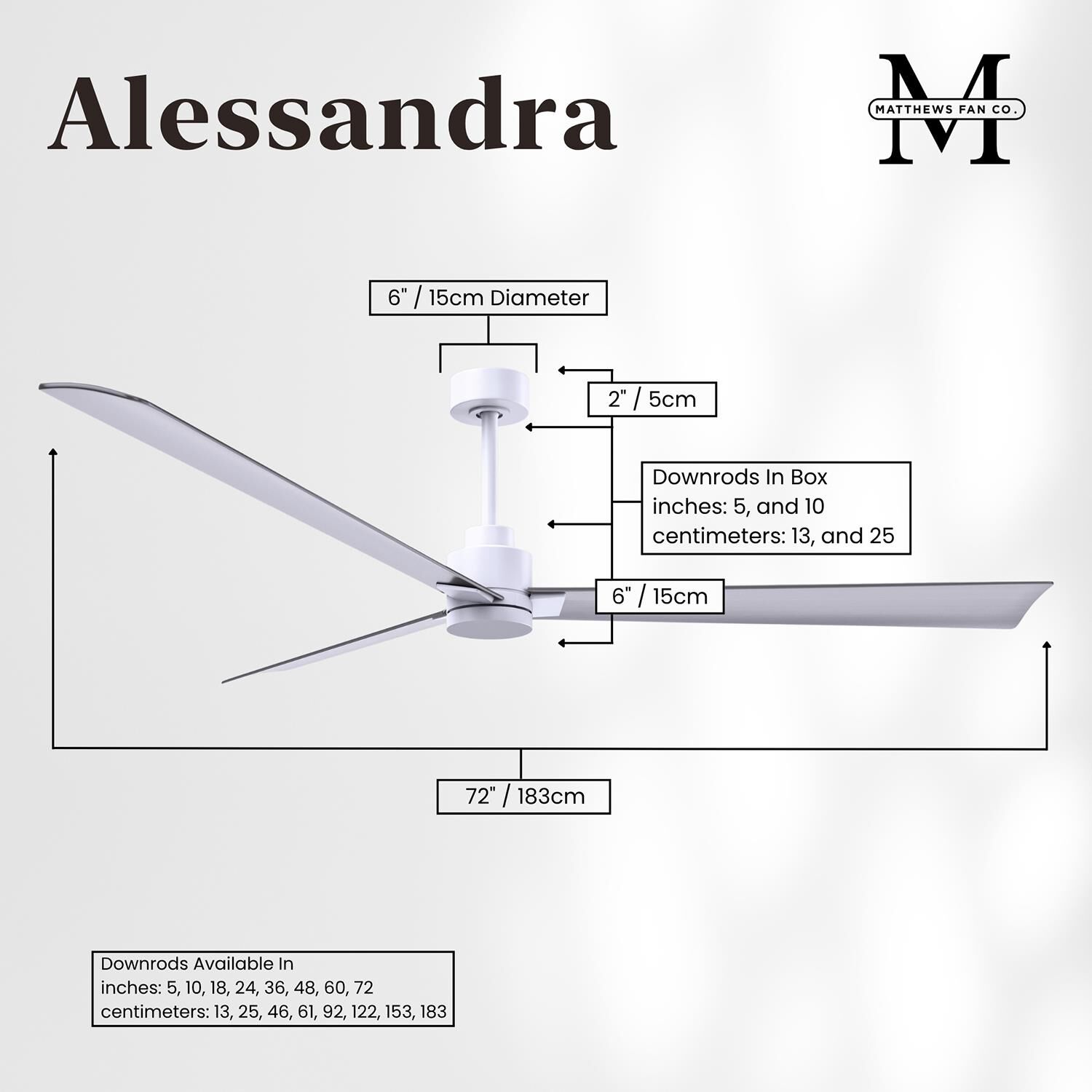 Alessandra 72 Inch Ceiling Fan by Matthews Fan Company