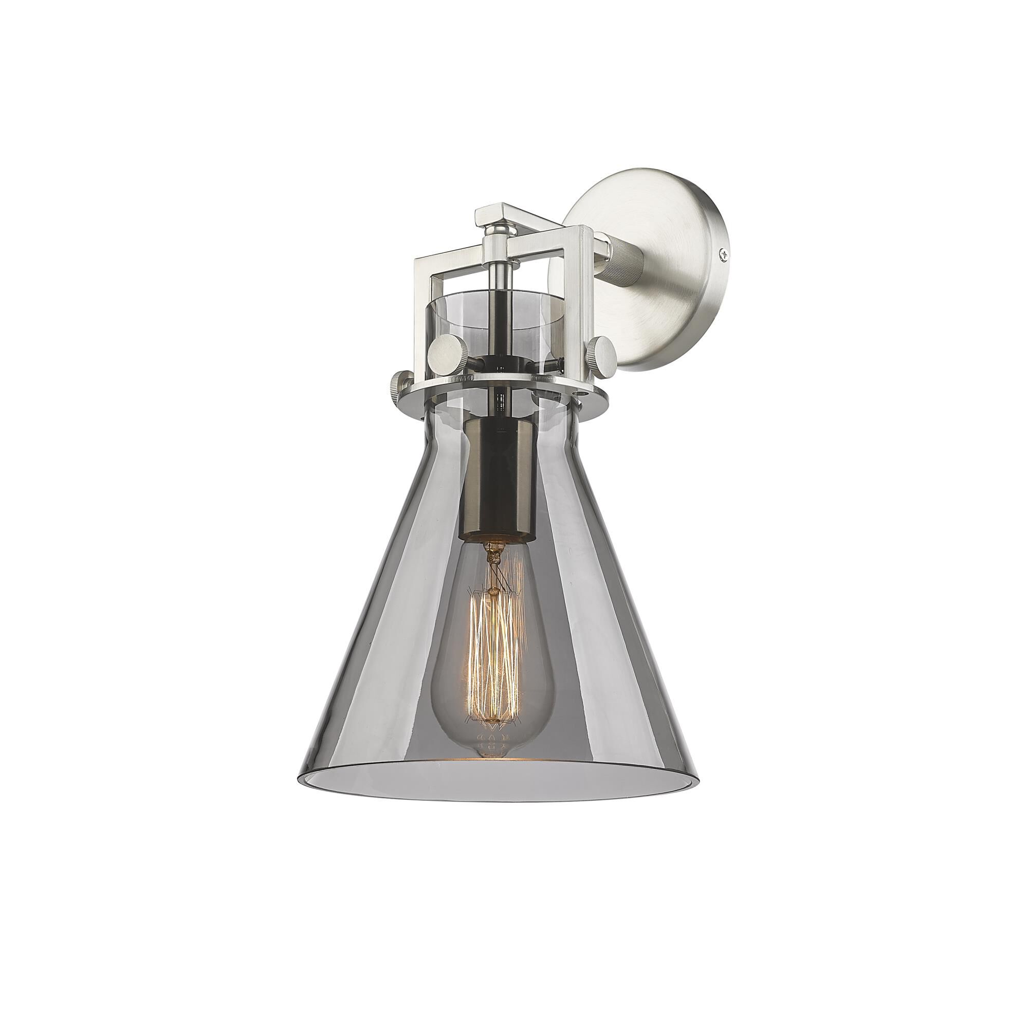 Shown in Satin Nickel finish and Plated Smoke glass