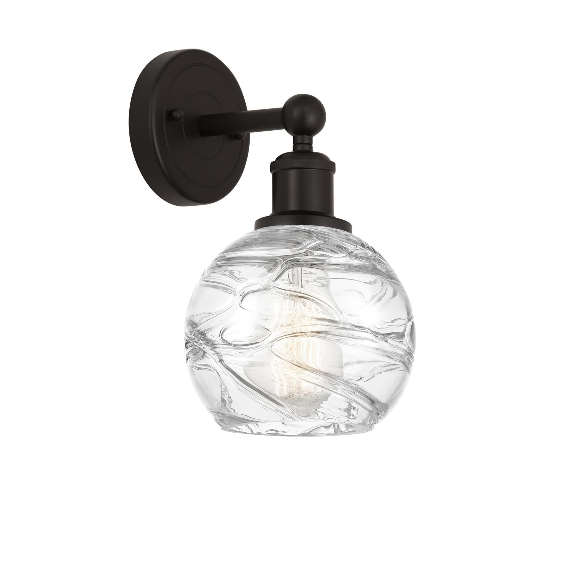 Shown in Oil Rubbed Bronze, Clear Deco Swirl finish and Clear Deco Swirl glass and Clear Deco Swirl Glass shade