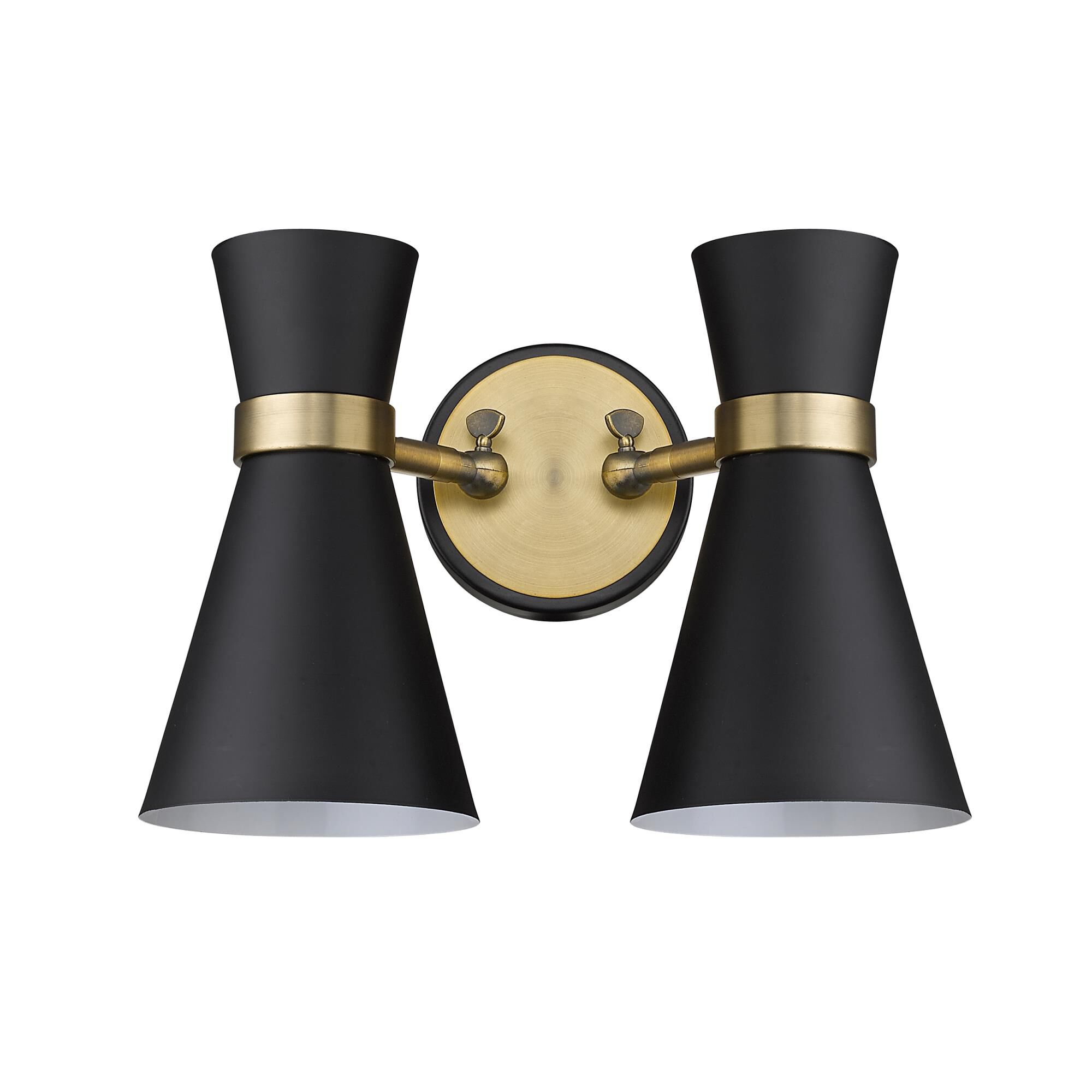 Shown in Matte Black + Heritage Brass finish and Metal glass and Metal shade