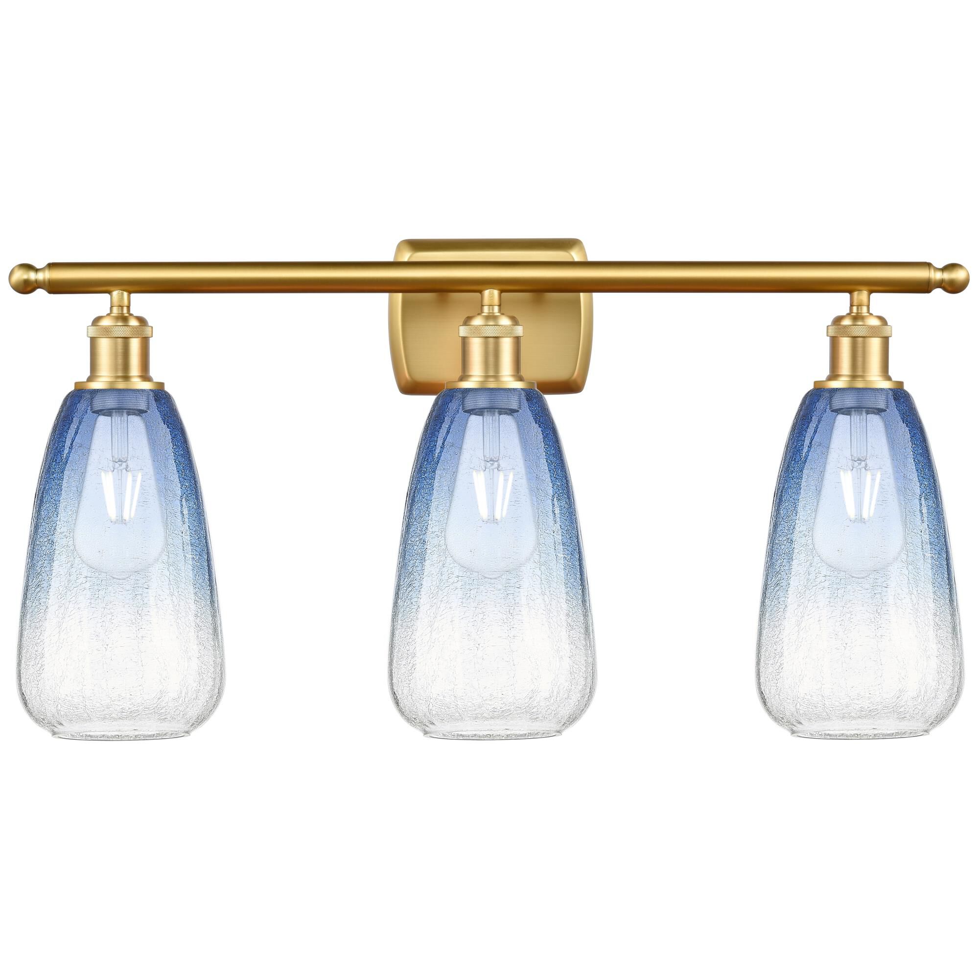 Shown in Satin Gold finish and Sapphire Blue glass