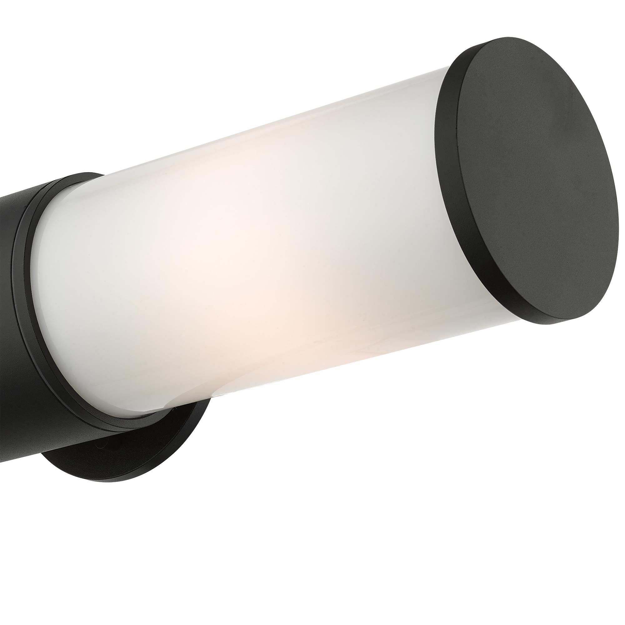 Shown in Textured Black finish and Satin Opal White glass and Satin Opal White Glass shade