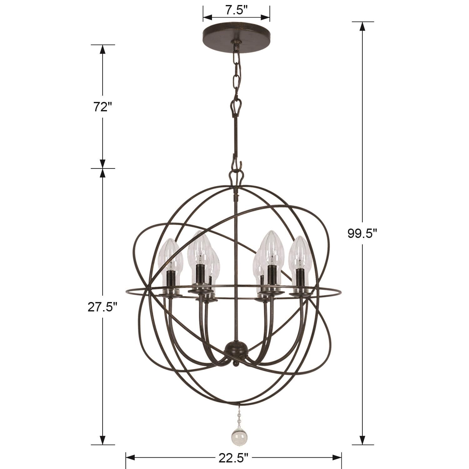 Solaris 27 Inch Tall 6 Light Outdoor Hanging Lantern by Crystorama