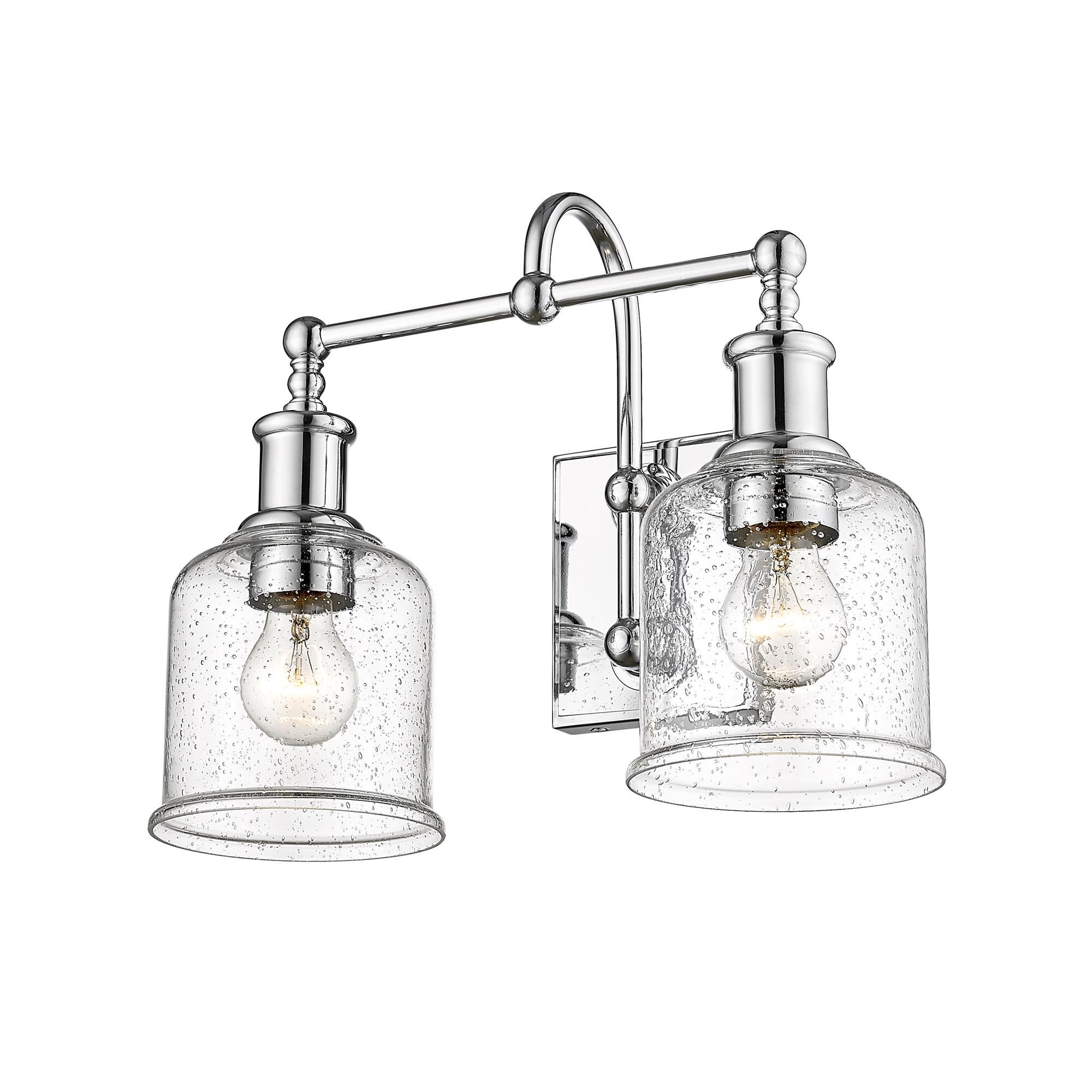 Shown in Chrome finish and Glass shade
