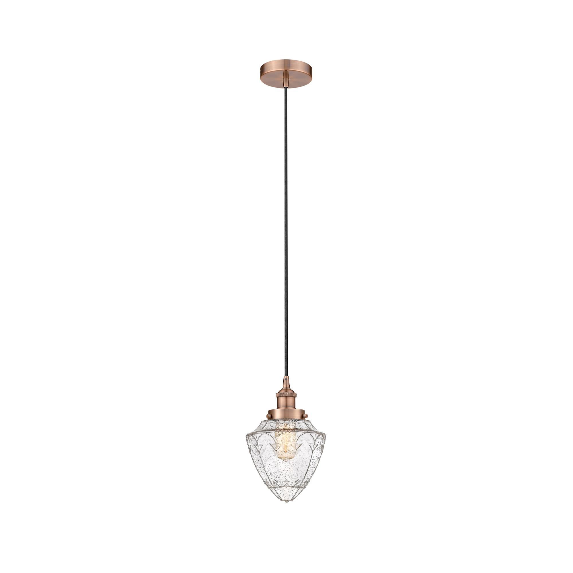 Shown in Antique Copper finish and Seedy glass