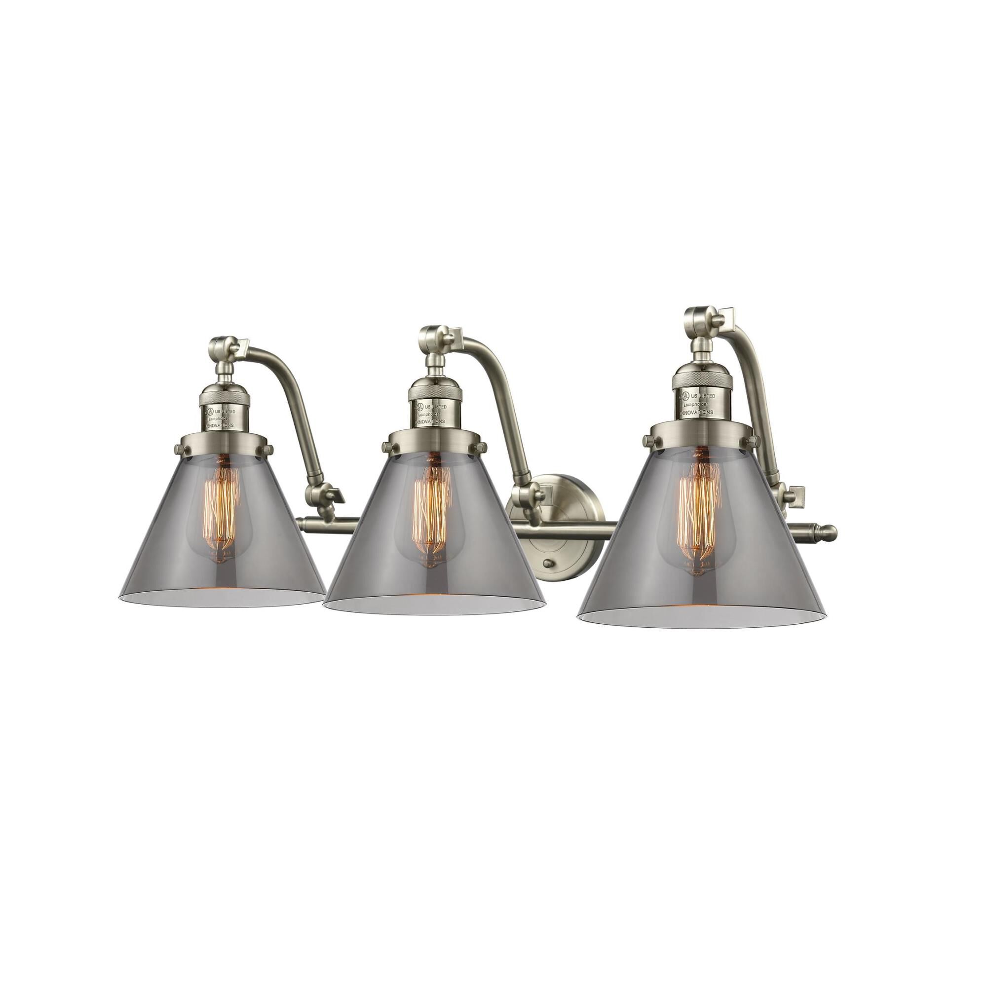 Shown in Brushed Satin Nickel finish and Smoked glass