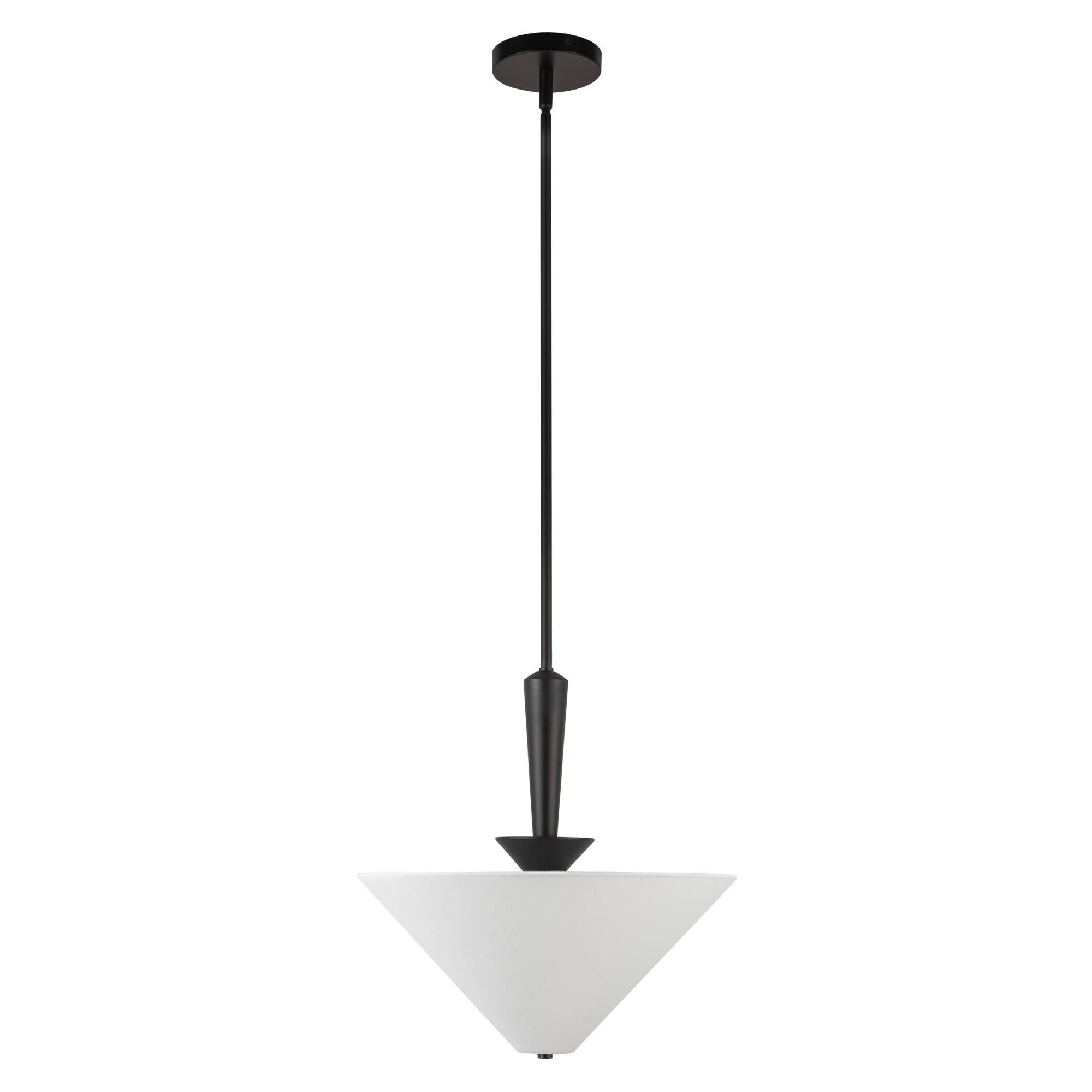 Shown in Matte Black finish and White Acrylic Diffuser glass and White Linen shade