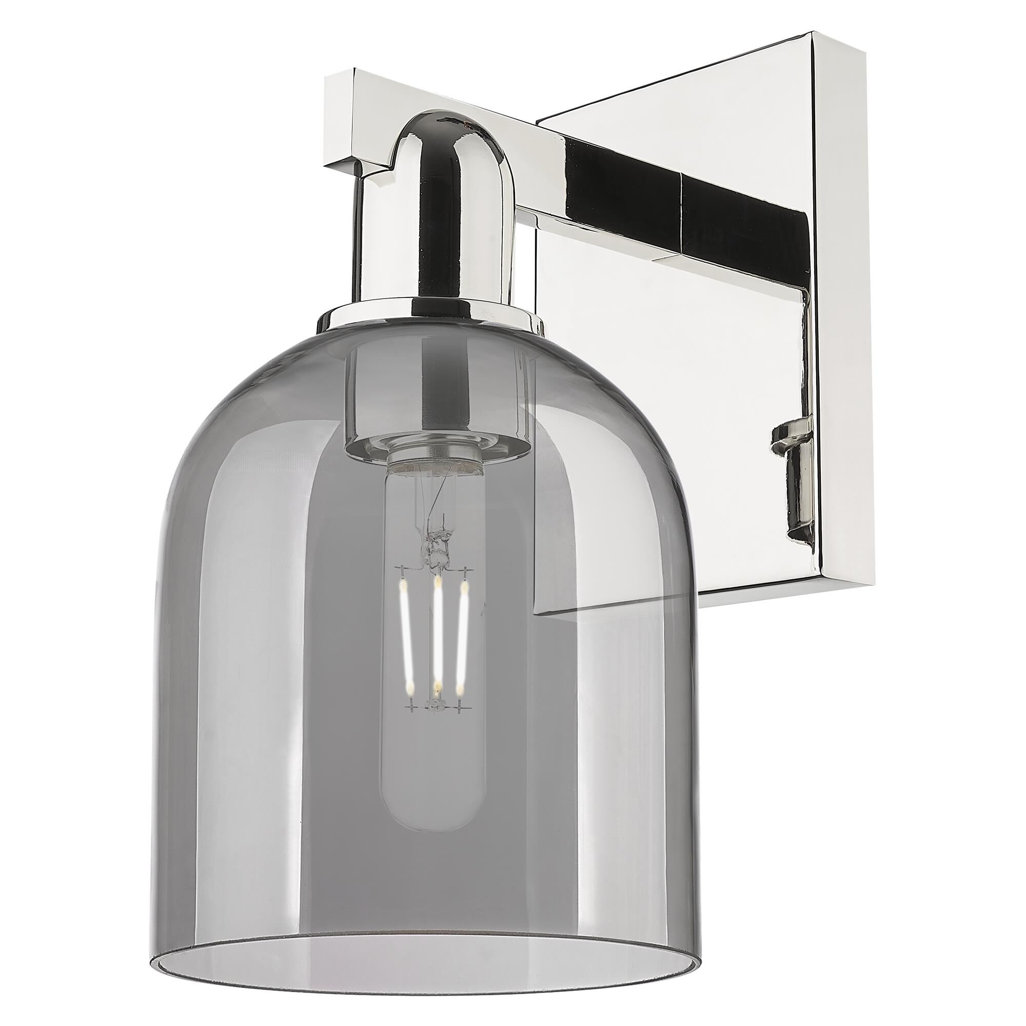 Shown in Polished Nickel finish and Light Smoke glass