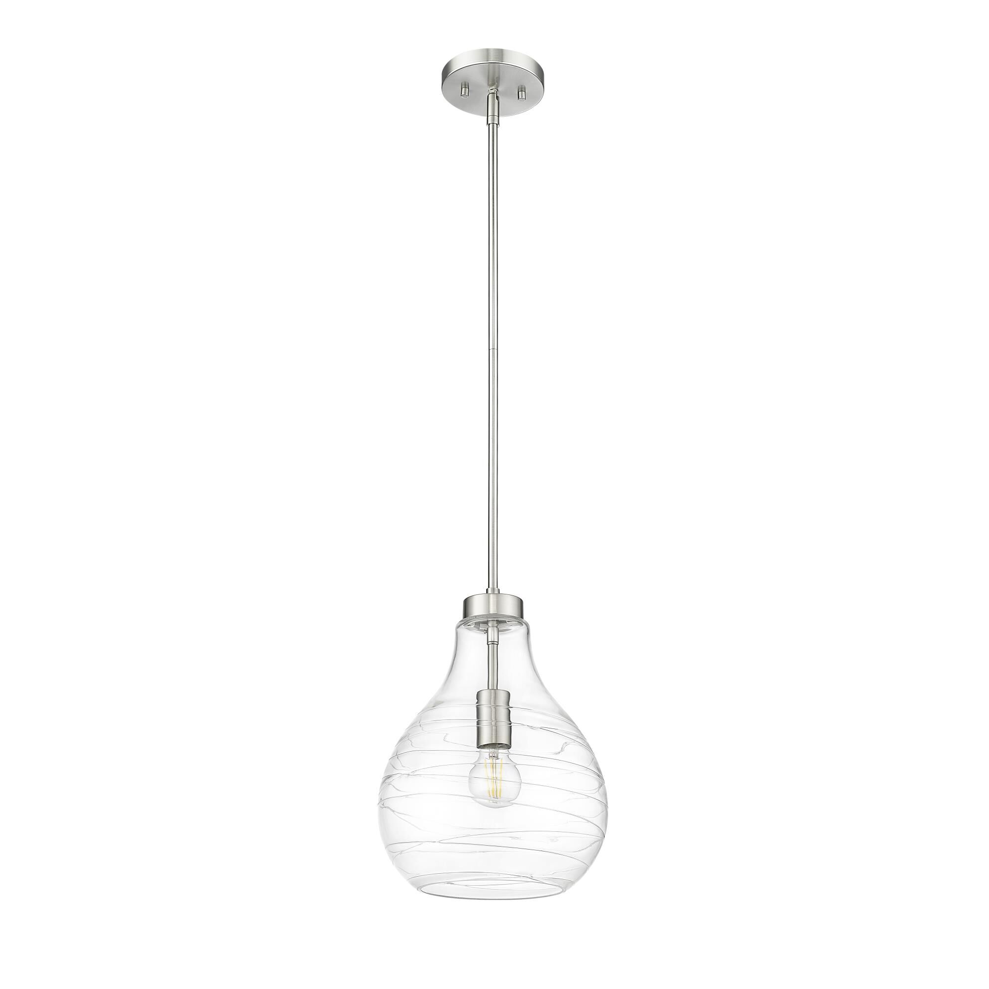 Shown in Brushed Nickel finish and Clear glass