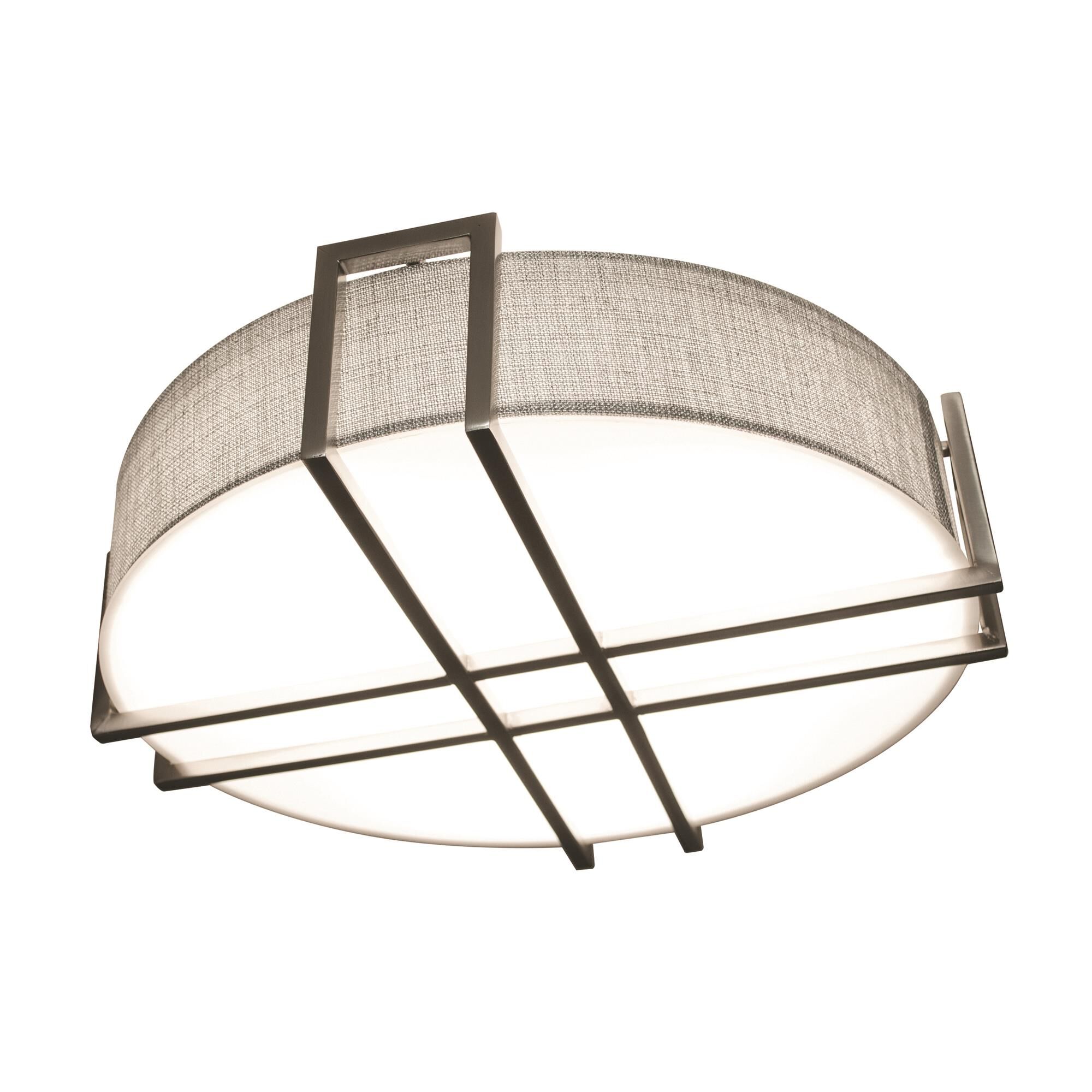 Shown in Satin Nickel finish and Grey, White Linen, Acrylic shade and No Accent accent