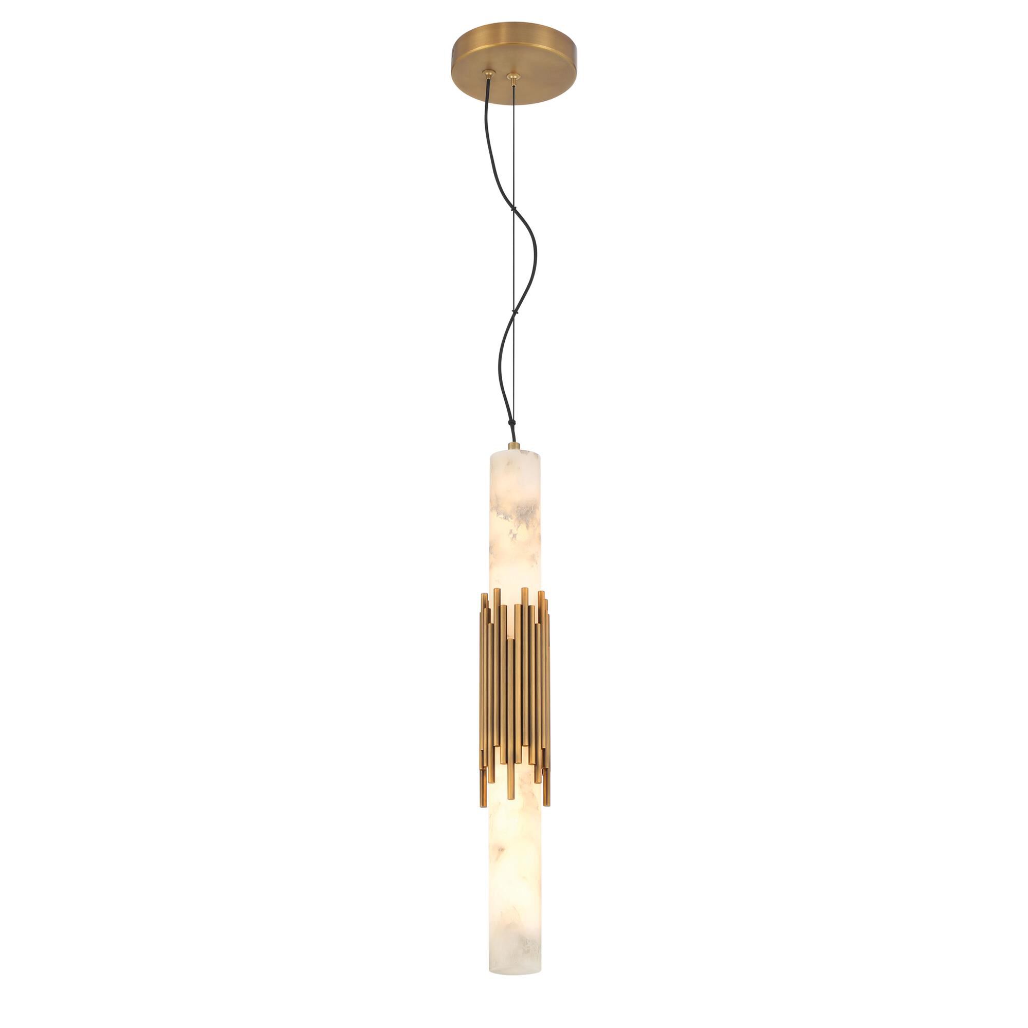 Shown in Antique Brass finish and Alabaster glass
