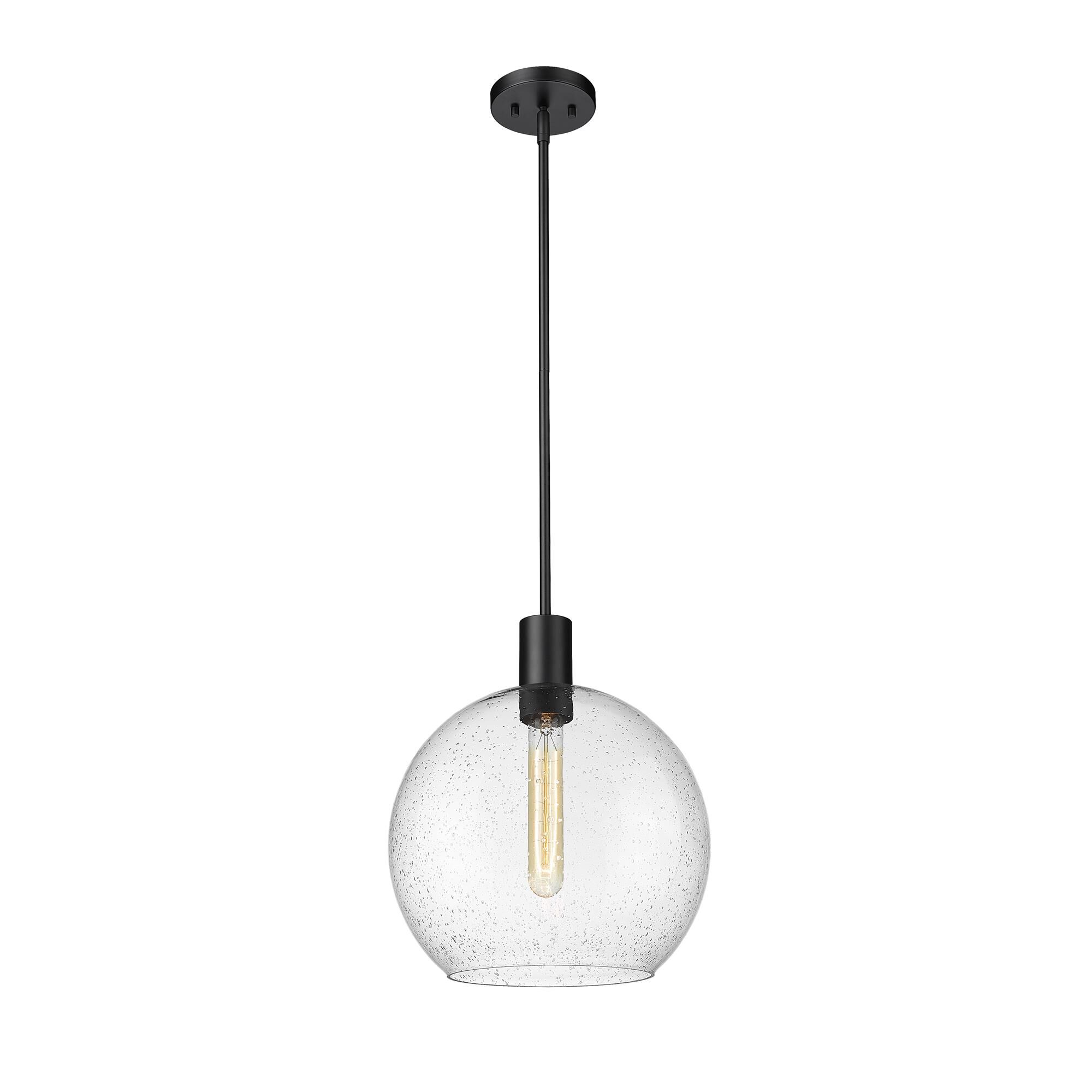 Shown in Matte Black finish and Clear Seedy glass