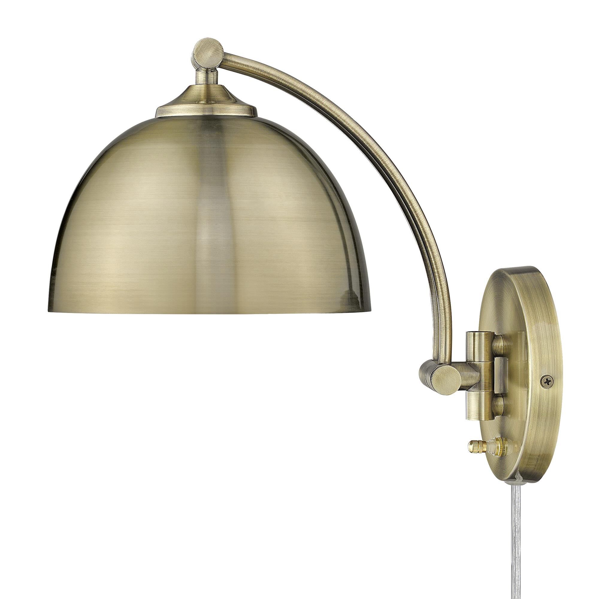Shown in Aged Brass finish and Aged Brass shade