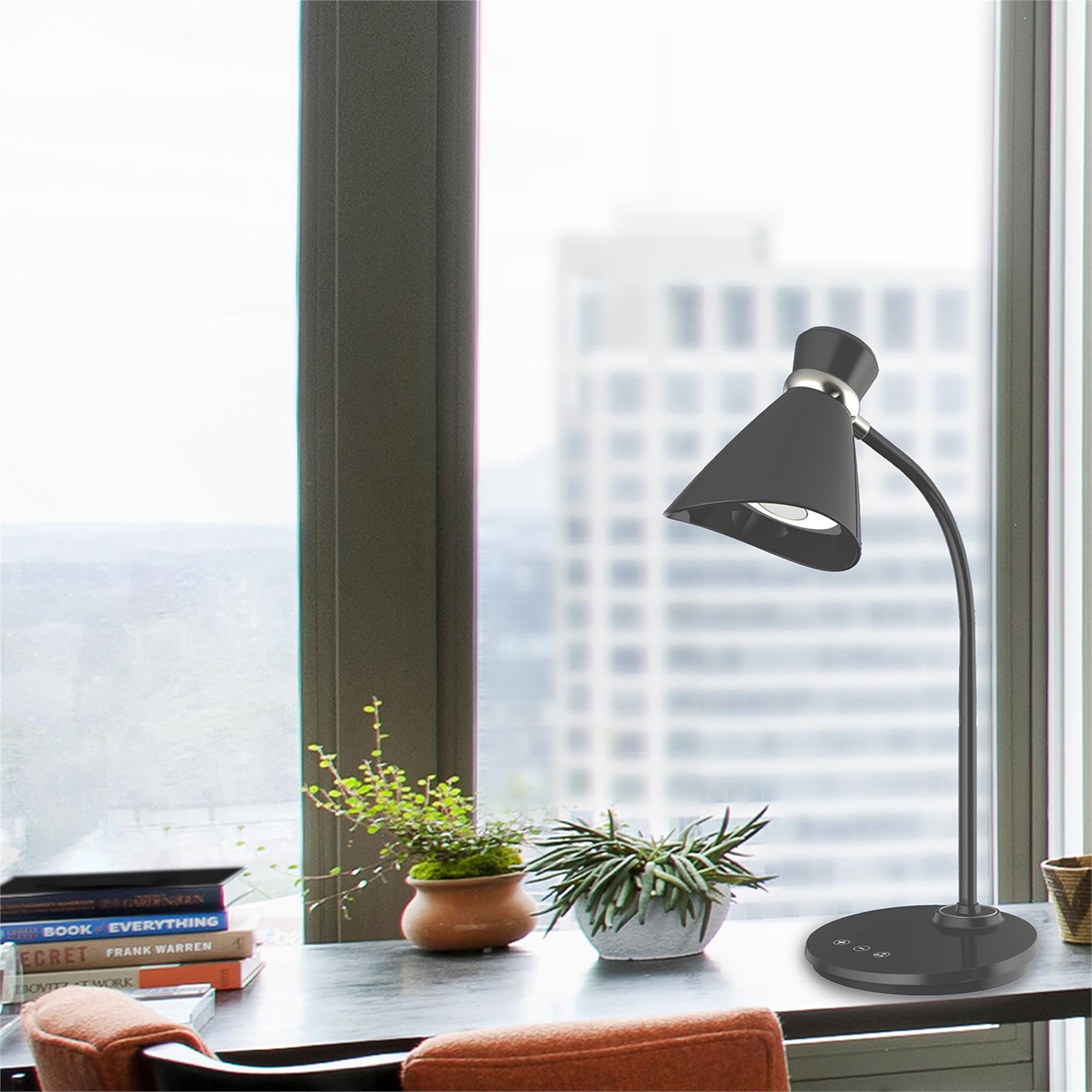 Shown in Black and Silver finish and Black Plastic Cone shade