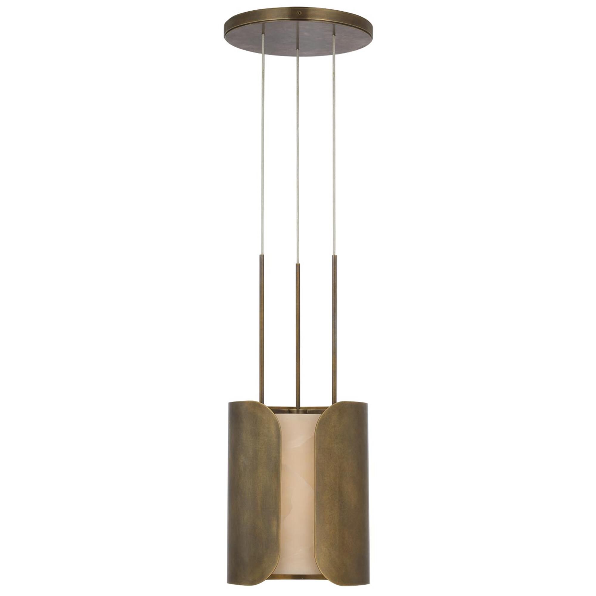 Shown in Mottled Brass finish and Alabaster shade