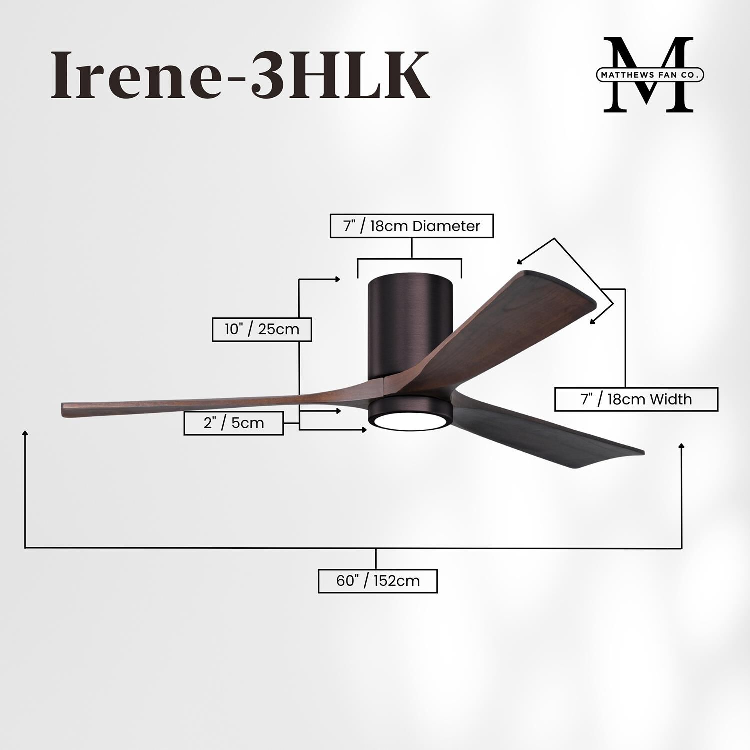 Irene 60 Inch Flush Mount Fan with Light Kit by Matthews Fan Company