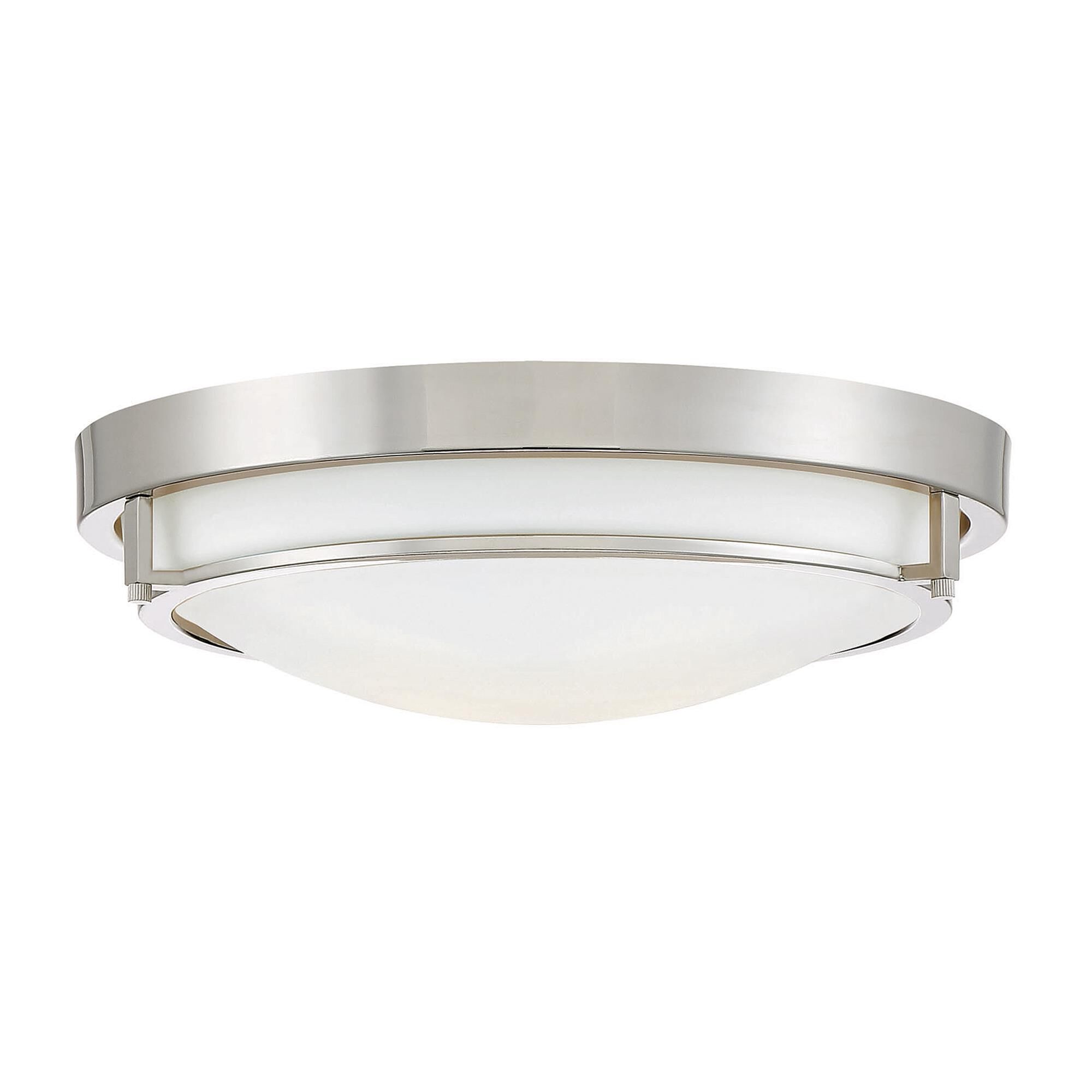 Shown in Polished Nickel finish and White glass