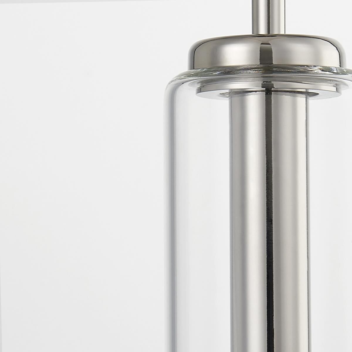 Shown in Polished Nickel finish and Clear Borosilicate glass
