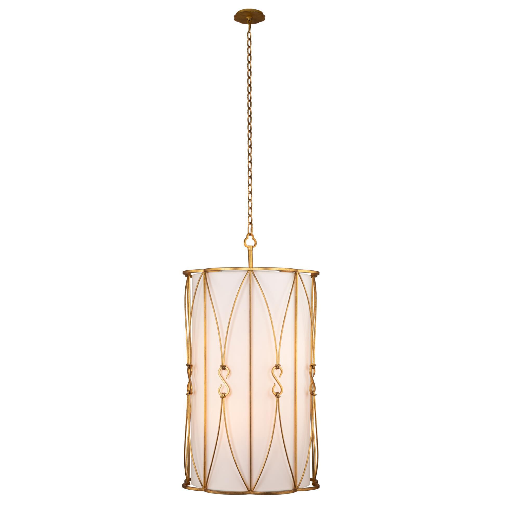 Shown in Oxidized Gold Leaf finish and Off White Linen Fabric shade