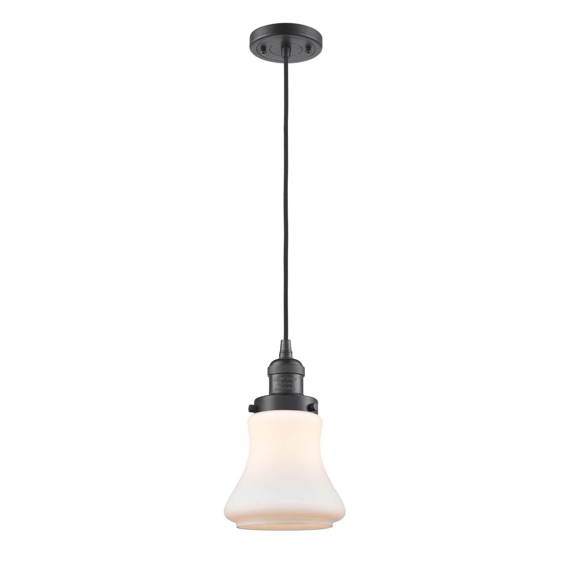 Shown in Oil Rubbed Bronze finish and Matte White - Hour glass and Black Textured Cord accent