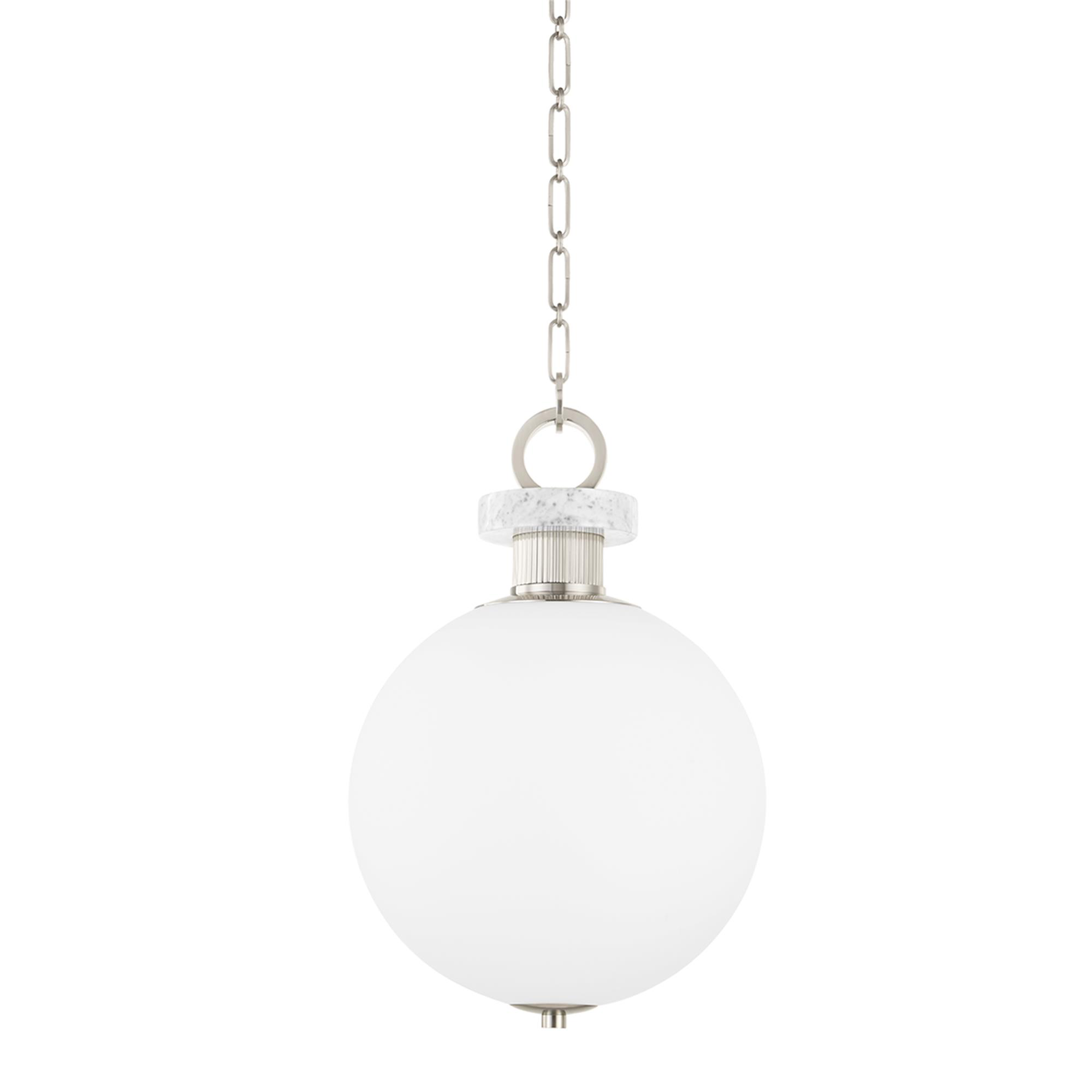 Shown in Burnished Nickel finish and Opal Matte glass