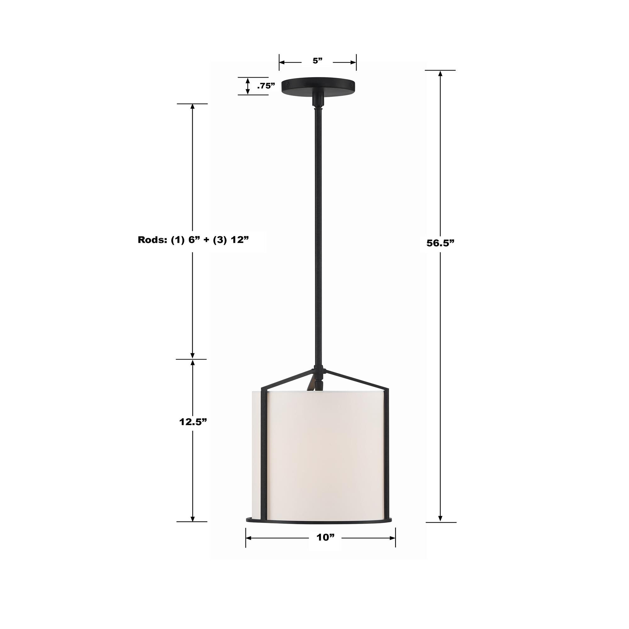 Shown in Black finish and Fabric shade