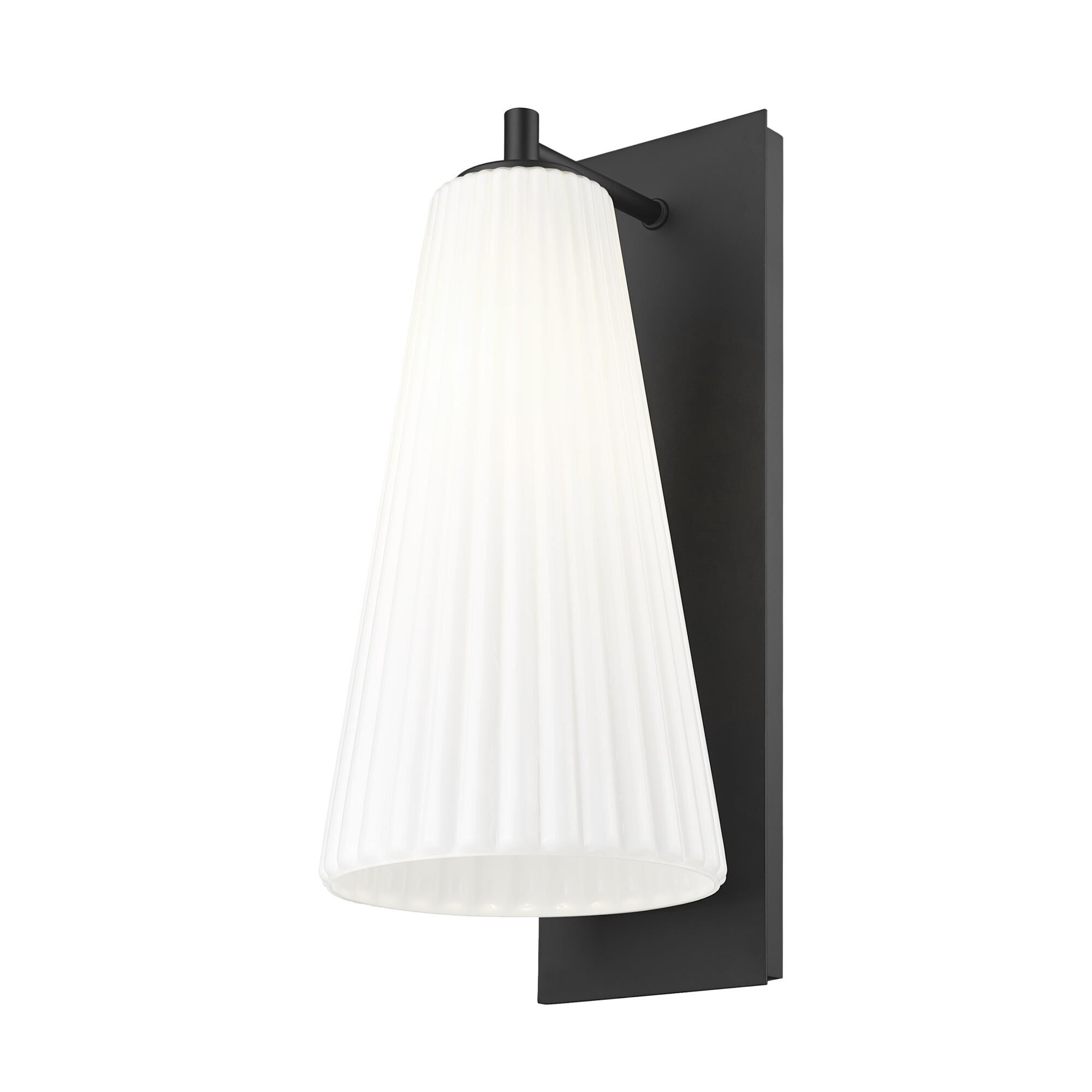 Shown in Matte Black finish and White glass and White shade
