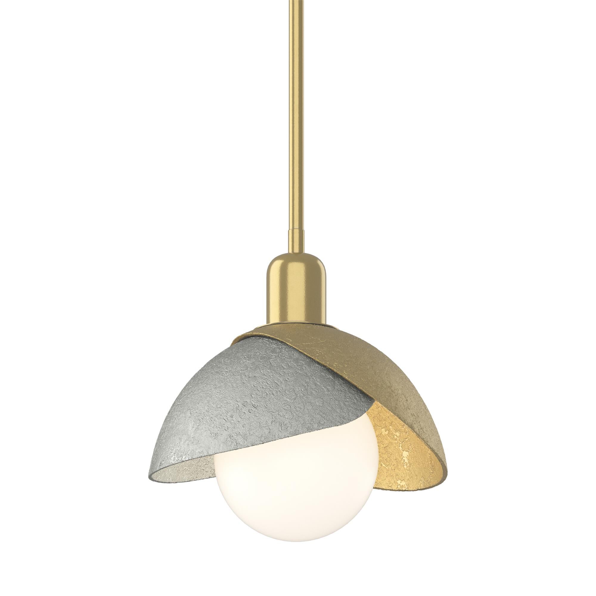 Shown in Modern Brass finish and White glass and White Glass shade