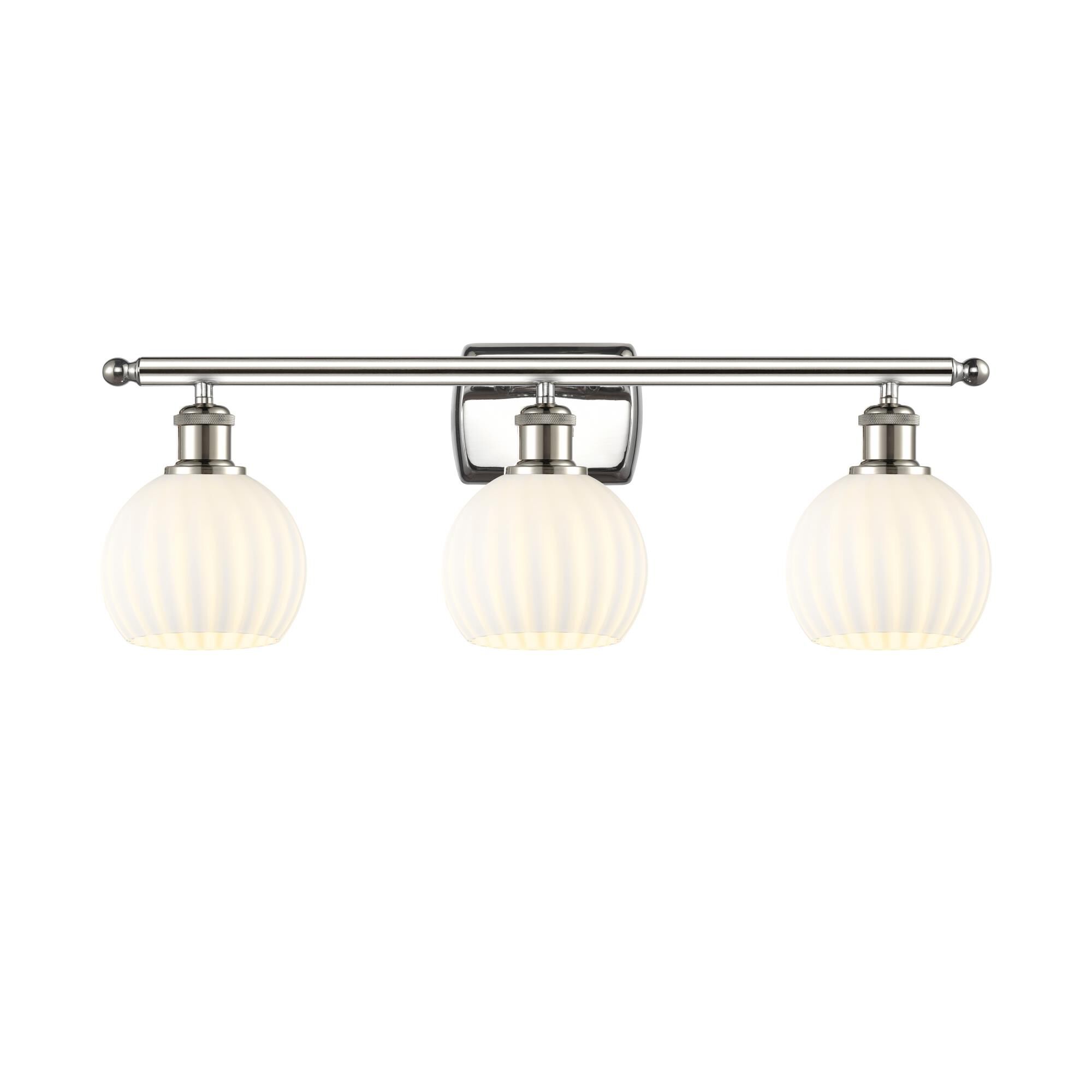 Shown in Polished Nickel finish and White Venetian glass